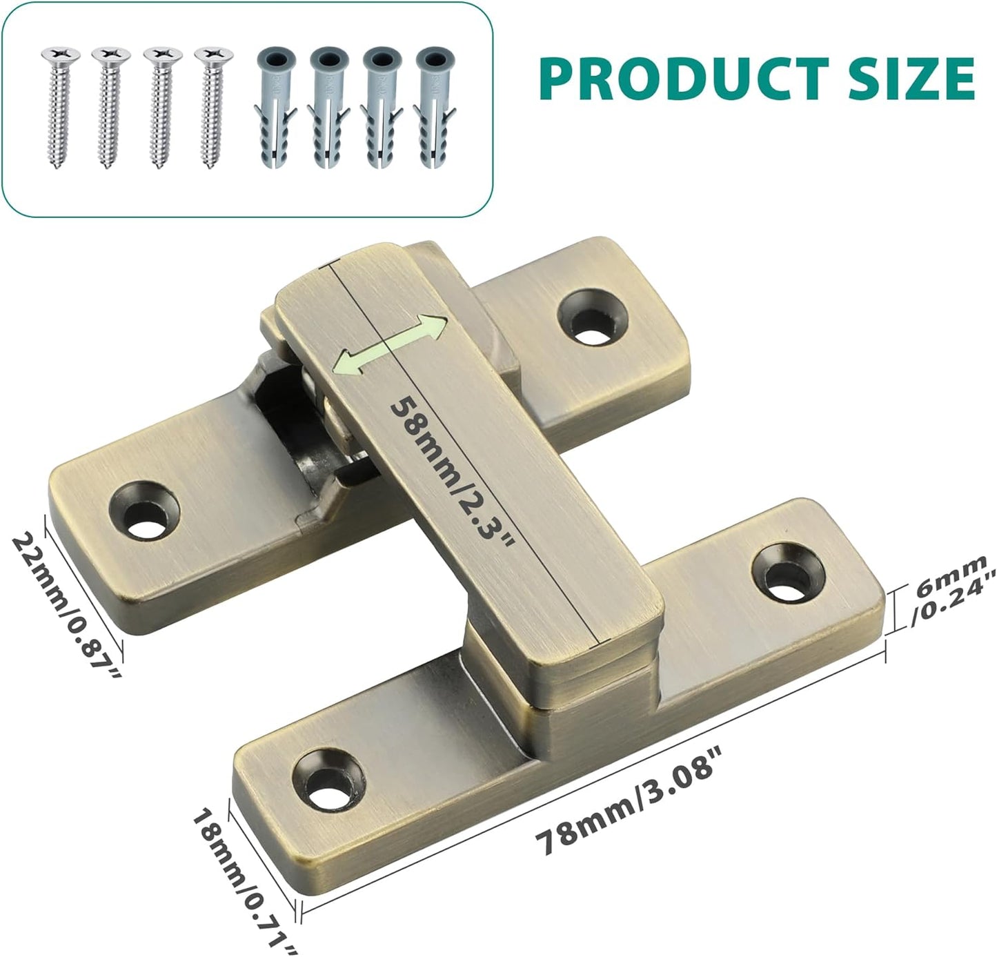 90/180 Degree Flip Latch Gate Latch, Heavy Duty Black Safety Door Lock Enhanced Security Flip Latch Lock Hardware for Interior Door Front Door Barn Garden Fence Window Bathroom Cabinet