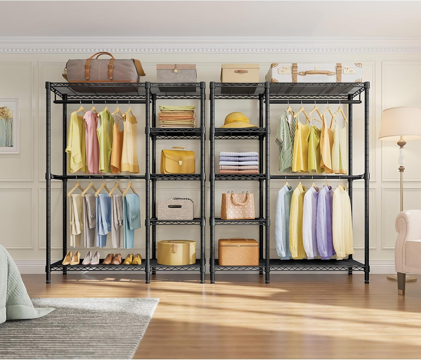 VIPEK V7 Garment Rack for Hanging Clothes Heavy Duty Clothes Rack with Shelves, Portable Closet Racks Metal Clothing Racks 5 Tiers Freestanding Closet Wardrobe System, Max Load 670lbs, Black