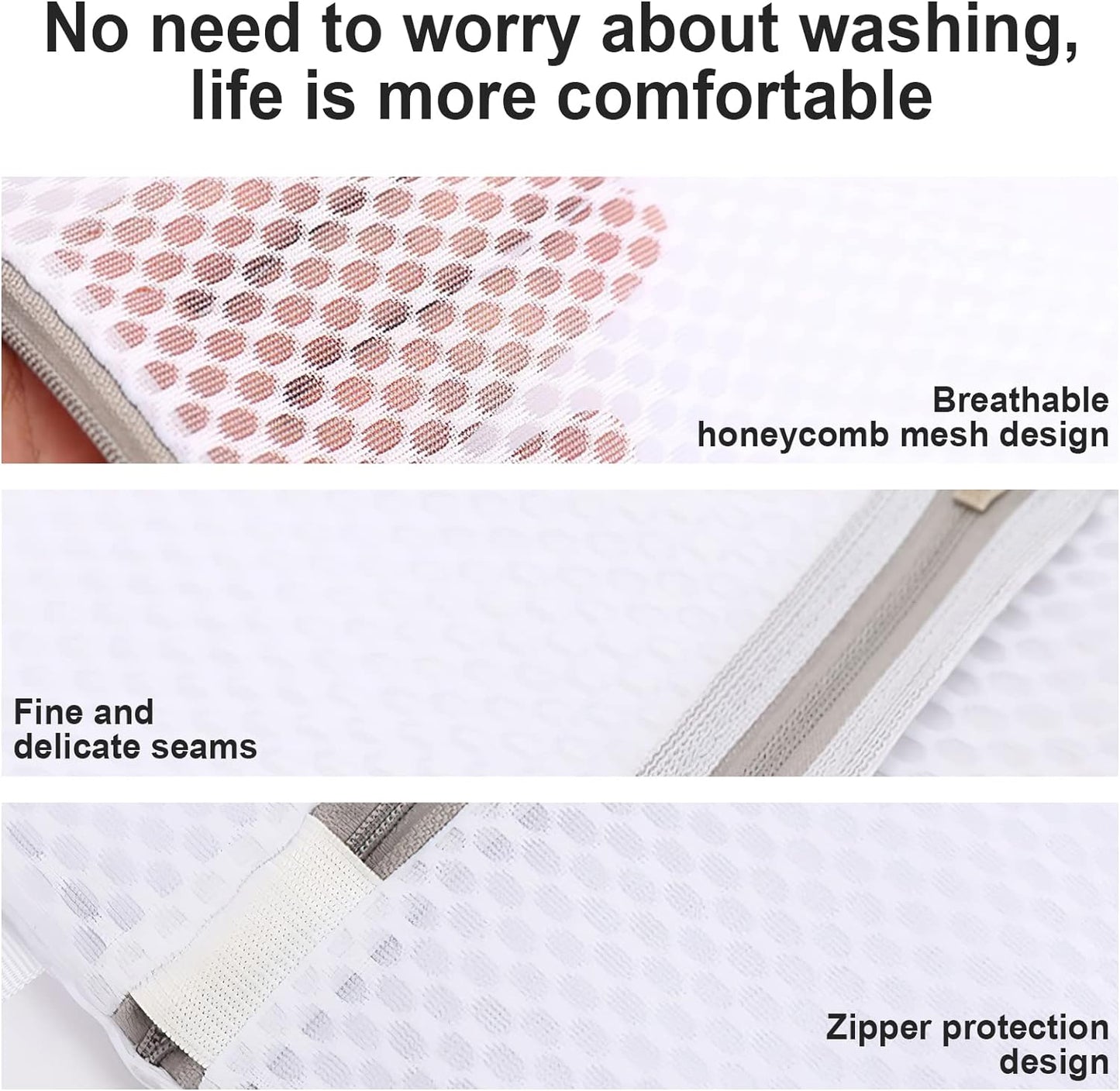 Small Honeycomb Lingerie Bags with Hanging Loop- MDSXO 3 Pack Mesh Laundry Bags for Washing Delicates, White Wash Bags for Socks, Bra, Mask, Baby Clothes 10 * 12 inch [3 Pack]