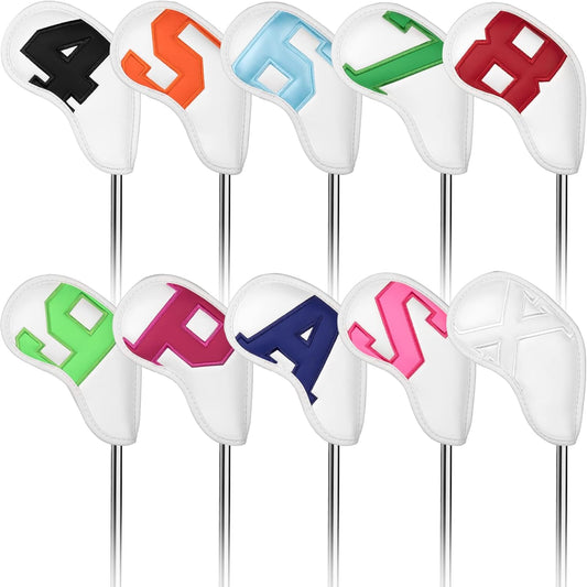 CRAFTSMAN GOLF 12pcs or 1pc Thick Synthetic Leather Golf Iron Head Covers Set Headcover Fit All Brands Callaway Ping Taylormade Cobra Etc. Also Custom Name