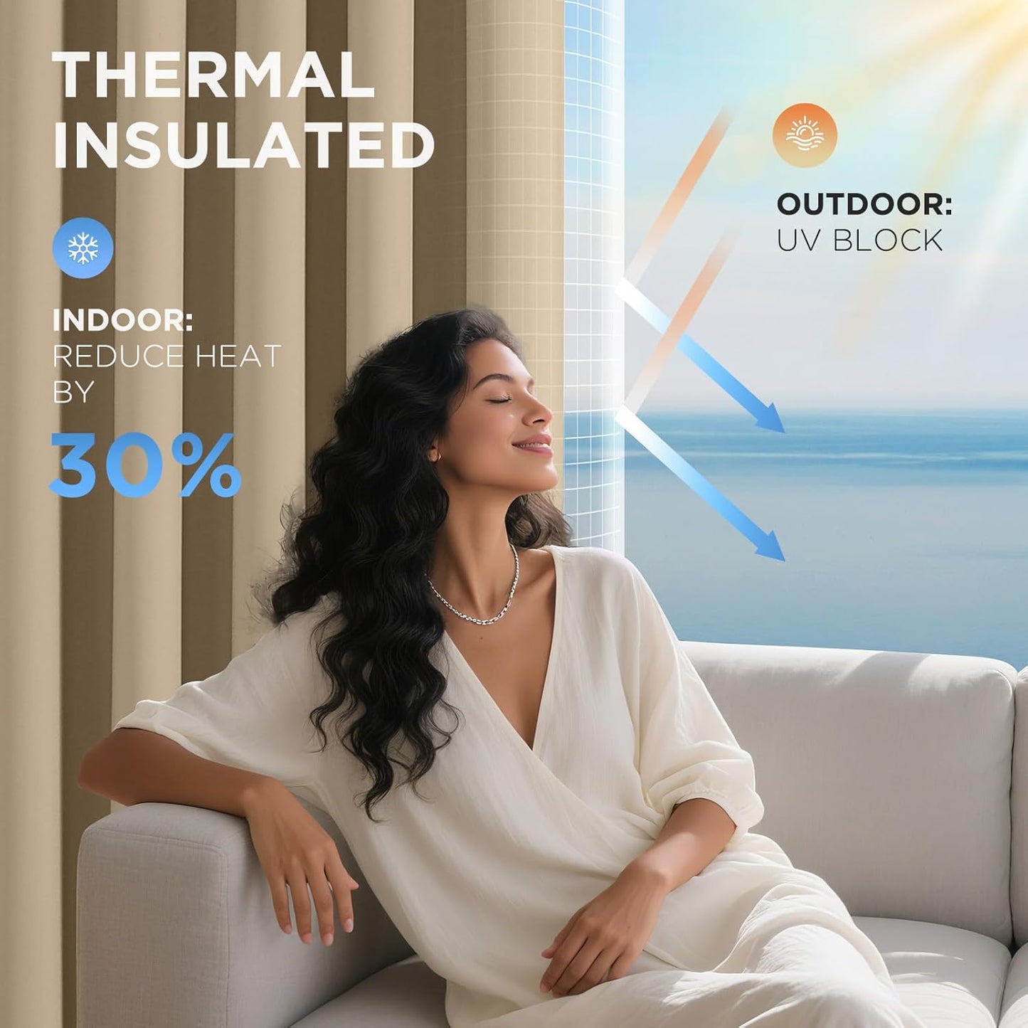 Joydeco Blackout Door Curtain for Doorway Privacy 78 Inches Long, Grommet Closet Curtain for Open Closet, Room Divider for Bedroom Living Room (Light Beige, 52Wx78L, 1 Panel)