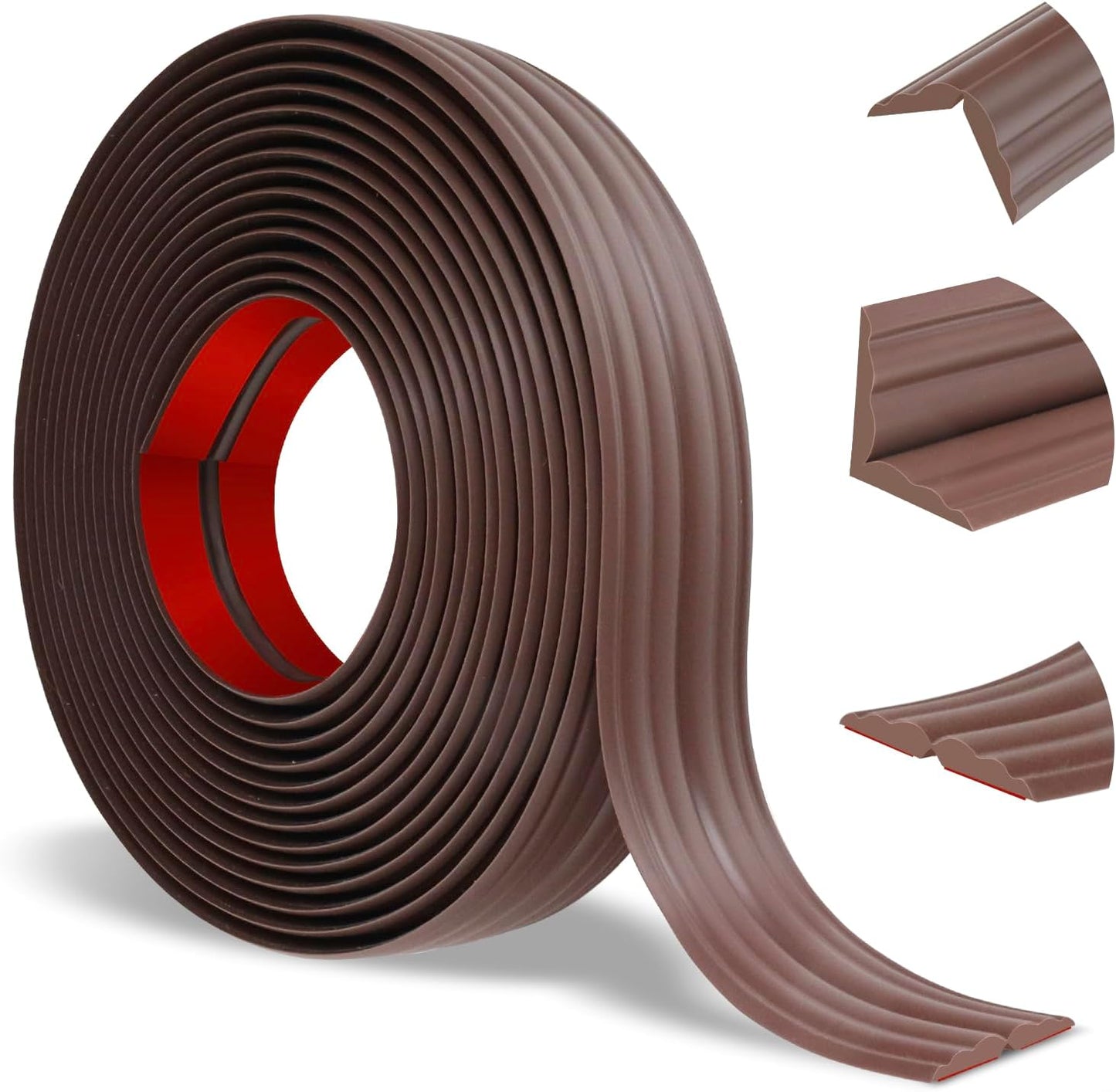 Wall Corner Protector Peel and Stick Corner Trim Molding Flexible Inside & Outside Wall Edge Guard Self Adhesive Moulding Trim for Edge Use, Brown, 1.6” W x 40’ L