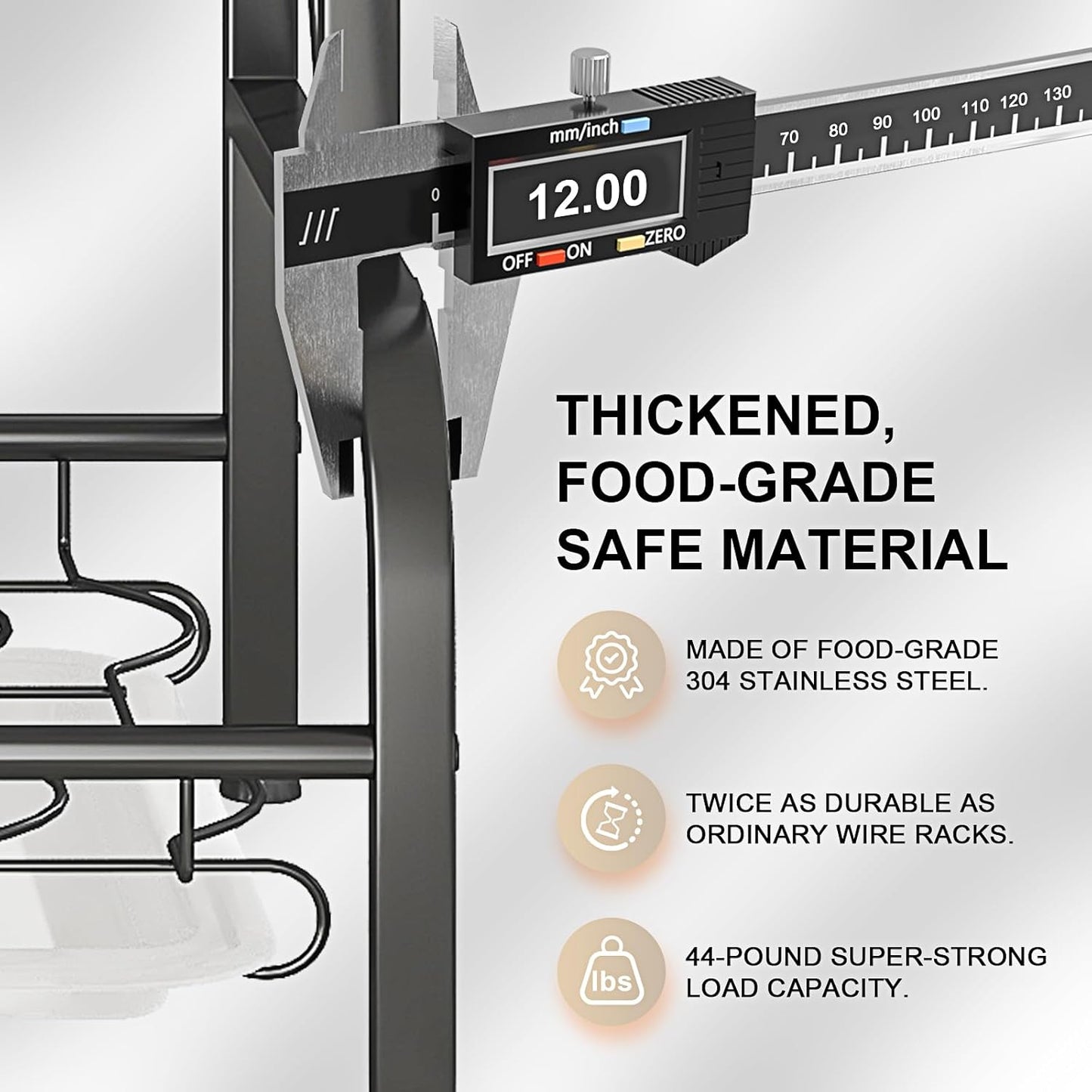 LEGUANG 2-Tier Stainless Steel Dish Drying Rack, Space-Saving Kitchen Organizer for in/Over Sink/Counter, with Removable Drain Tray & Cutlery Holder & Utensil Holder, Black