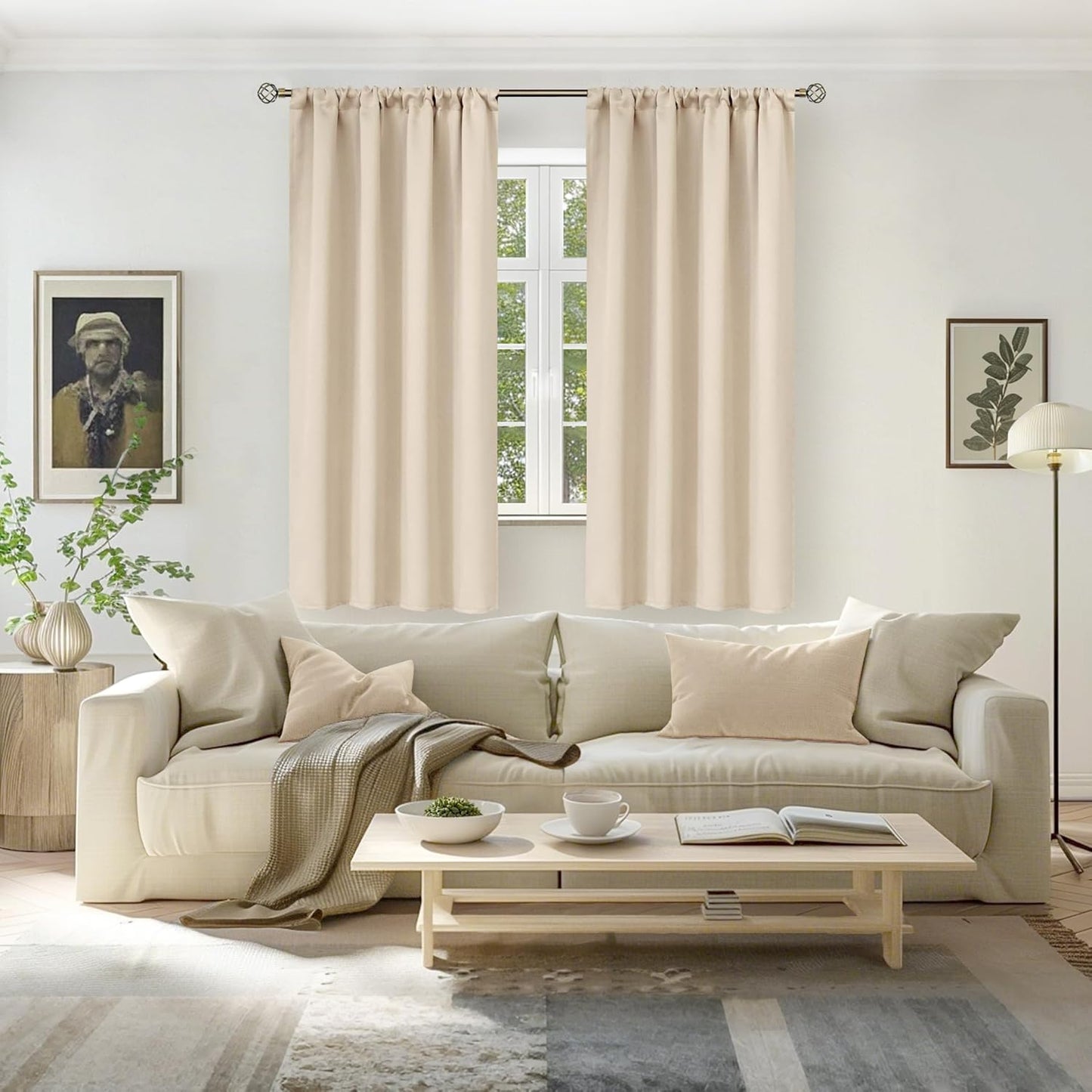 BGment Champagne Blackout Curtains for Bedroom 72 Inches Long - Thermal Insulated Room Darkening Curtain for Living Room, 42 x 72 Inch, 2 Panels