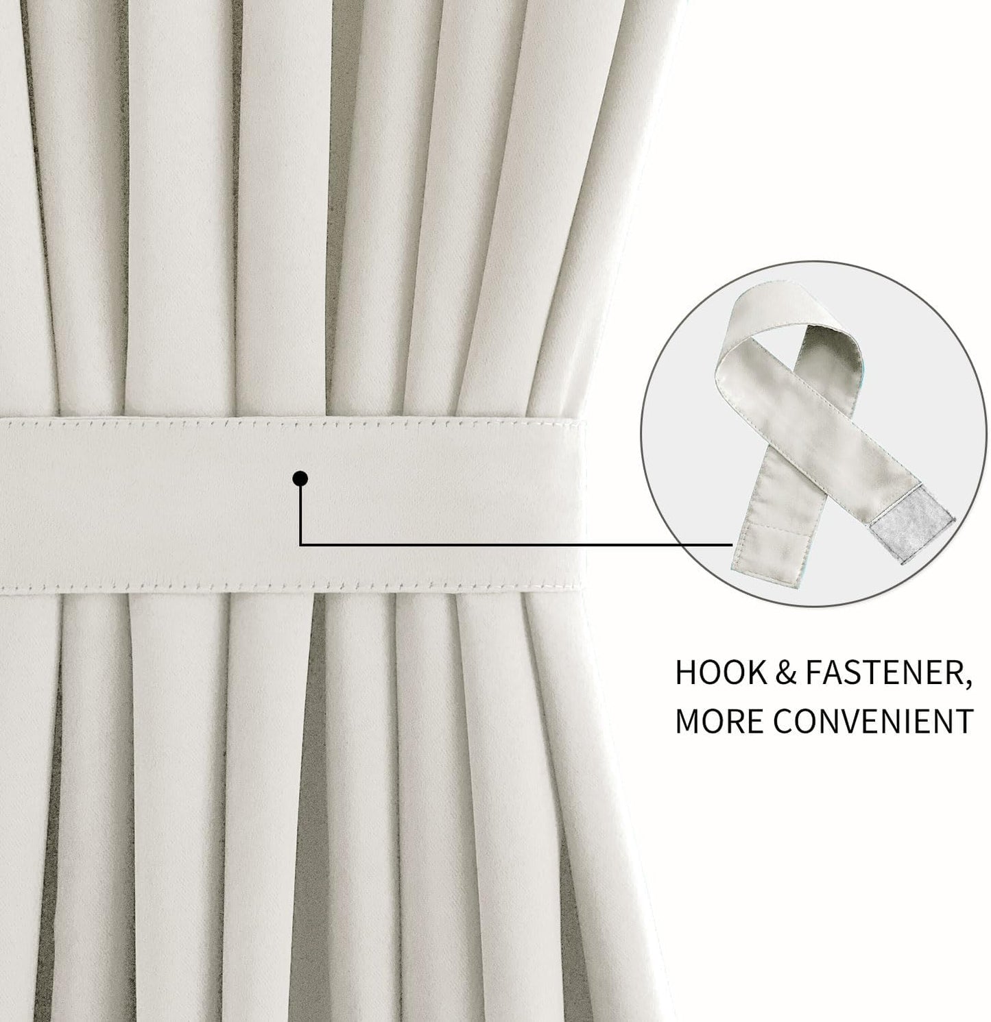 DWCN French Door Curtains – Rod Pocket Thermal Blackout Curtain for Doors with Glass Window, Kitchen and Patio Doors for Privacy, 54 X 72 Inches Long, 1 Curtain Panel with Tieback, Ivory