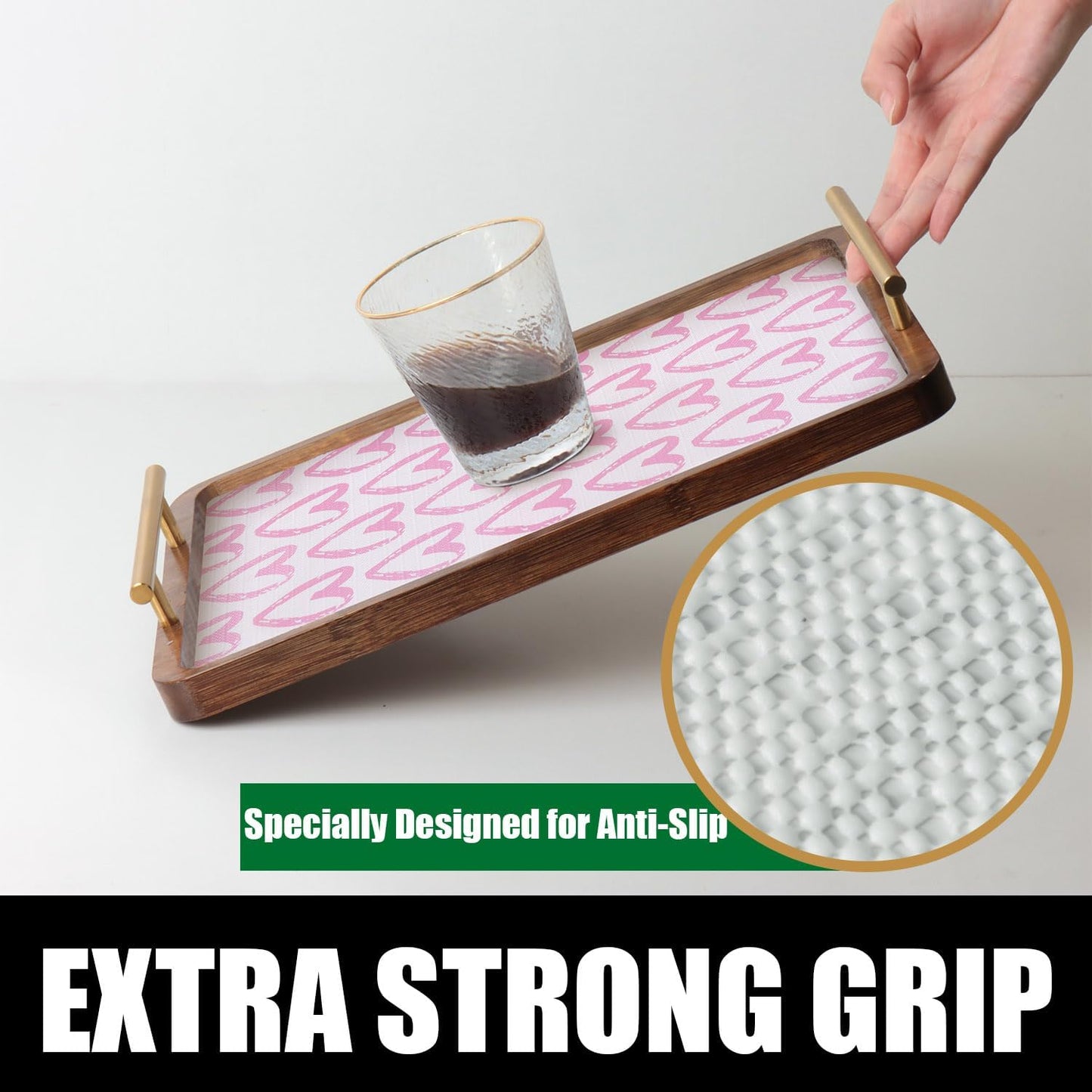 Pink Heart Drawer Liner for Cabinets, Shelf Liner Non-Adhesive and Strong Non-Slip Cabinet Drawer Liners for Kitchen,Table,Bookshelves,Waterproof Cupboard Liners,12IN x 10FT