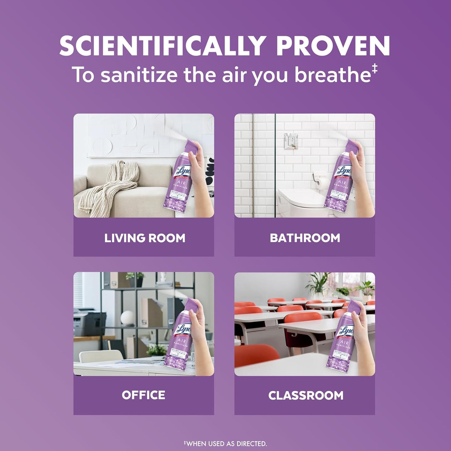 Lysol Air Sanitizer Spray with Odor Eliminator for Home & Office, Sanitizing Spray, Air Freshener Alternative, Lavender Sky Scent, 10 oz (Pack of 3)