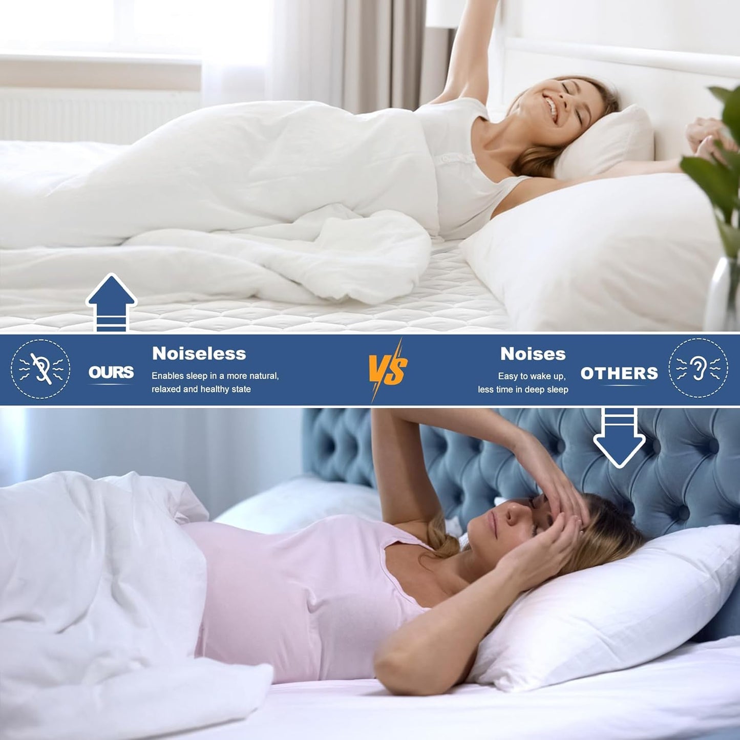 GRT Full Mattress Protector Waterproof, 100% Waterproof Quilted Fitted Mattress Pad, Noiseless Hollow Cotton Mattress Cover, fits up to 18" Deep, Dust Proof White