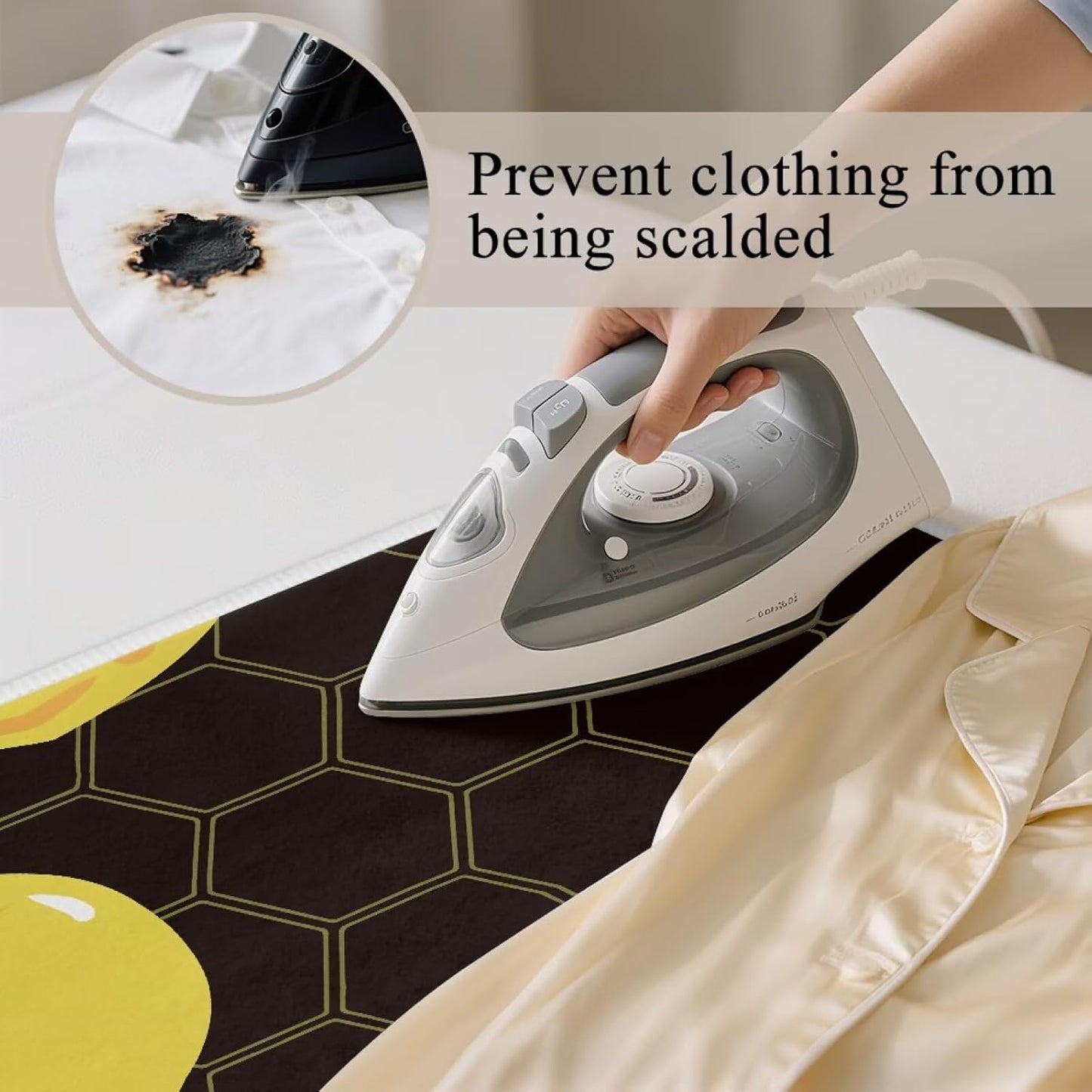 Cute Ironing Mat for Table top Washer,Dryer,Countertop,Bee Portable Iron Pad Blanket for Washer Dryer Countertop Travel 32 x 16 Inch Small Ironing Pads,Yellow