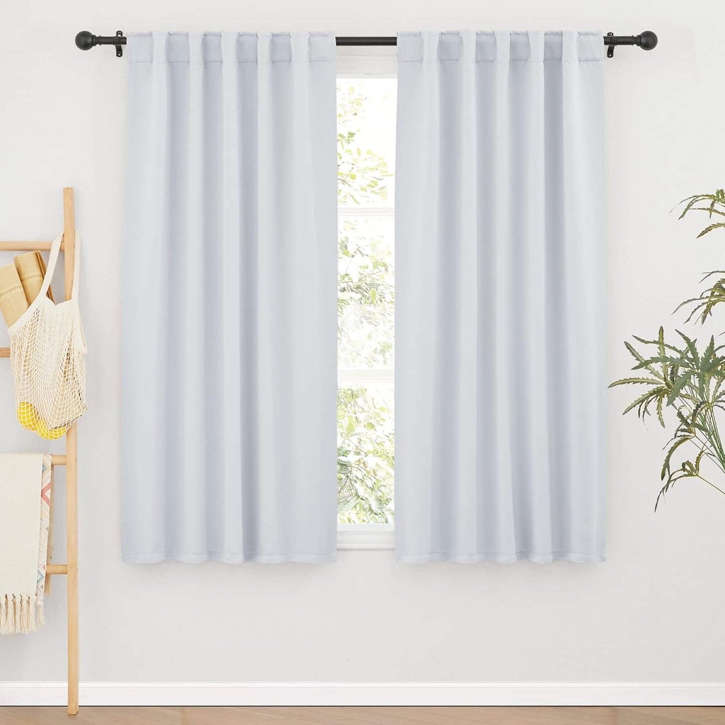 RYB HOME Room Darkening Kitchen Curtains 2 Panels Set,Thermal Insulated Small Window Treatment Heavy Duty Drapes Full Privacy Protection for Laundry Bedroom Bathroom, Greyish White, W42 x L63 inch