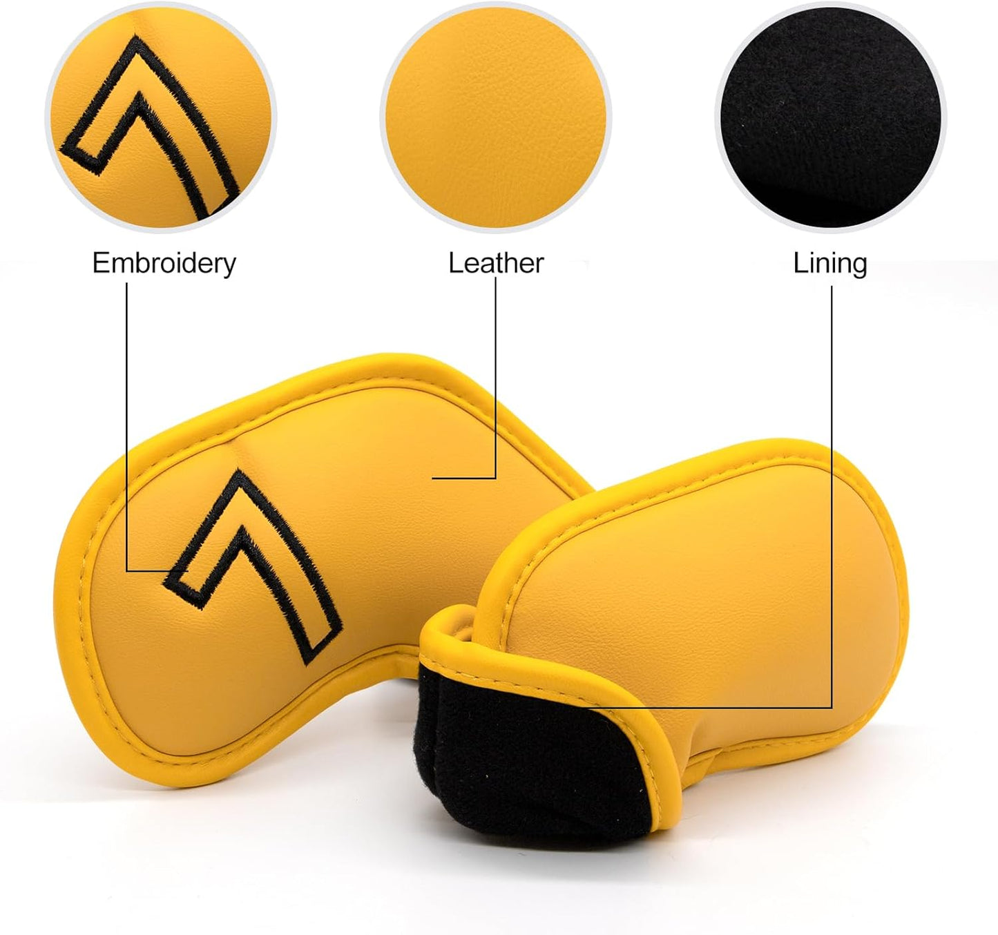 Montela Golf Iron Covers,Golf Iron Head Covers Leather Golf Iron Covers Set 9pcs Golf Iron Headcovers,Golf Club Head Covers for Iron Club Fit All Brands Titleist,Callaway,Taylormade