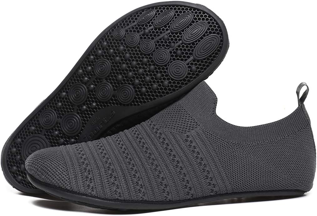 QZKDM Lightweight Slip on Grip Indoor House Slippers Barefoot Non Slip Home Exercise Yoga Shoes for Men Women