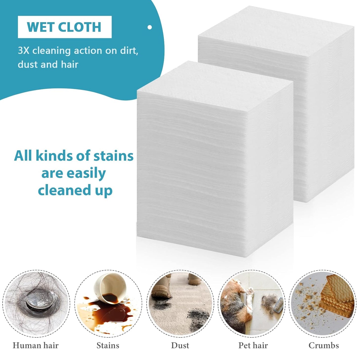Wet Mop Pads Refills for Floor Cleaning Sweeper Wet Refills Disposable Moist Mopping Cloth Wipes for Wood Hardwood Tile(300 Pcs)