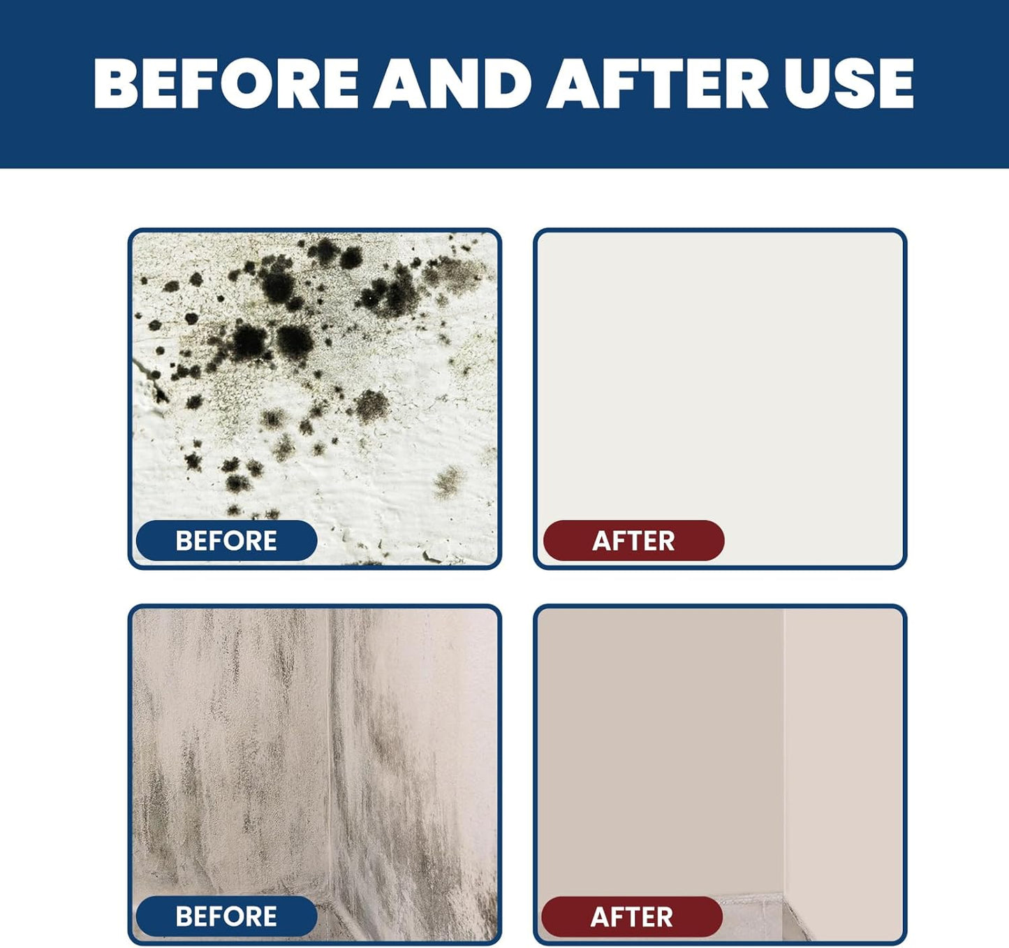 Mould Cleaner Spray Powerful Foam Cleaning Spray | Multi-Surface Fast-Acting Stain Remover for Kitchen, Bathroom, Wall and Tile Cleaning, No Scrubbing Required (2, 2.04oz*2)