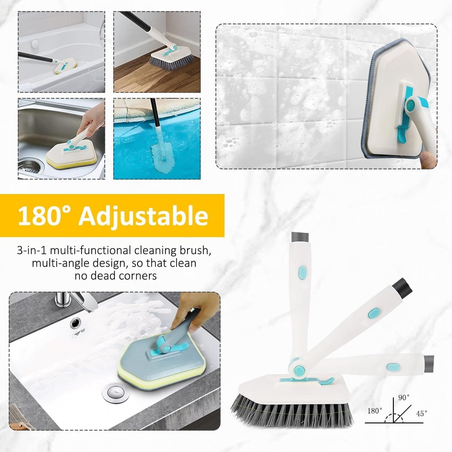 Cleaning Brush for Bathroom Kitchen Bathtube Toilet All Purpose Sponge Brush with Ergonomic Handle (5)