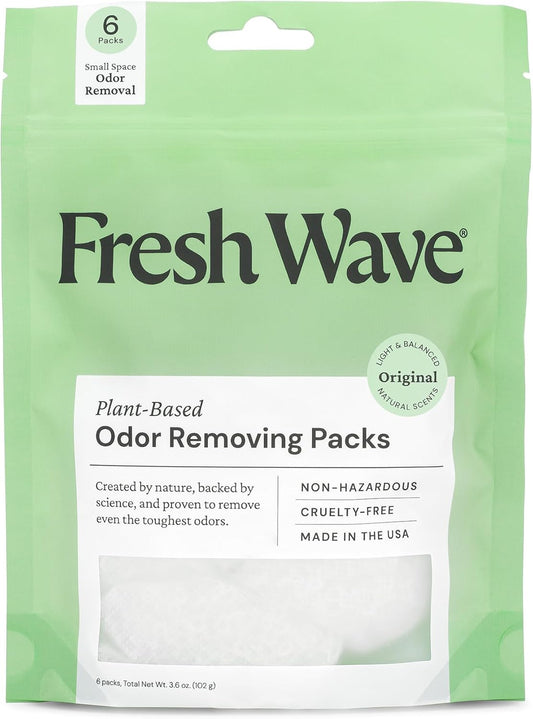 Fresh Wave Odor Eliminating & Deodorizing Packs, Bag of 6 - Safer Odor Relief for Small Spaces, Natural Plant-Based Odor Eliminator, Odor Absorbers for Home