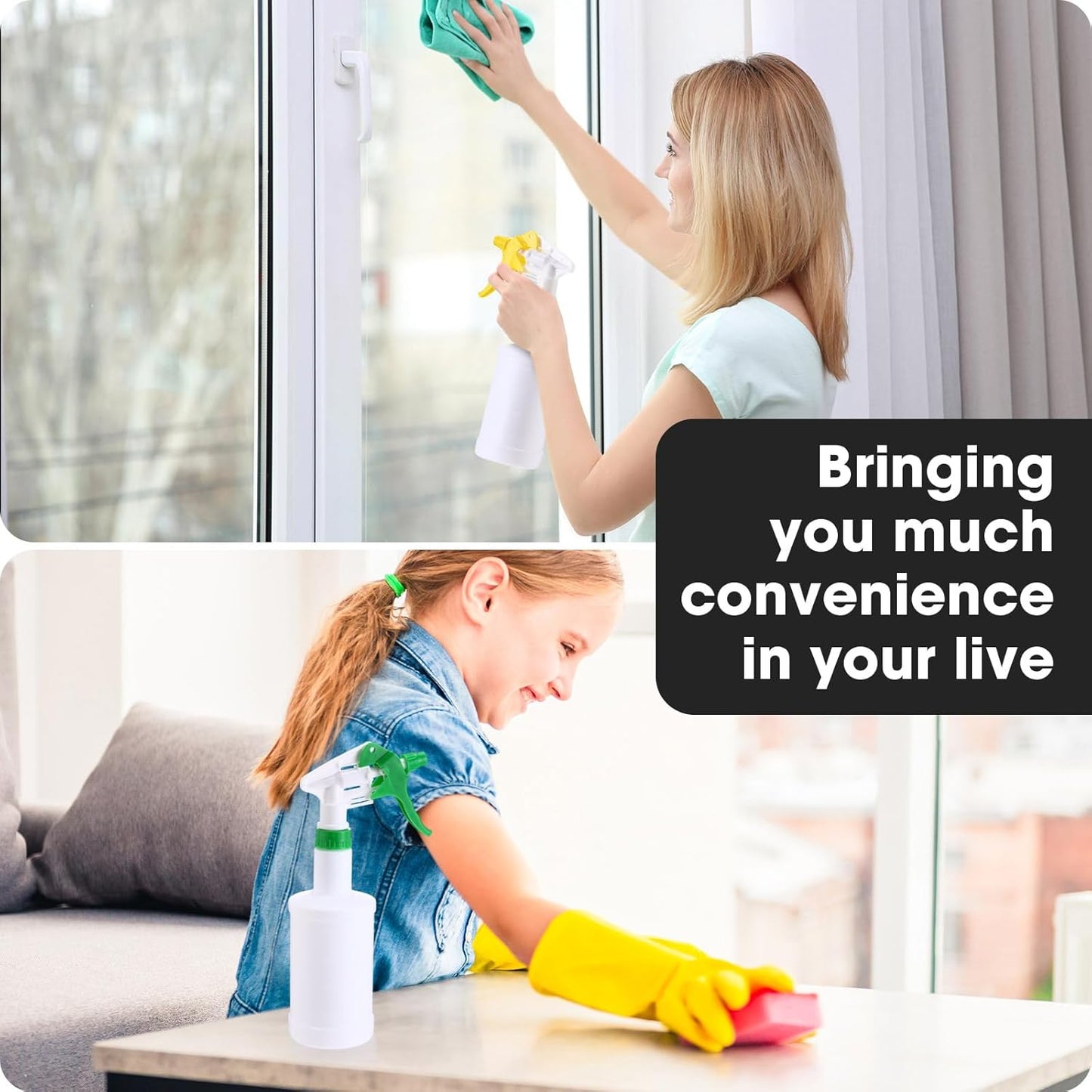 Eccliy 12 Pcs 16 Oz Plastic Spray Bottle, Adjustable Empty Reusable Sprayer for Cleaning, Planting, Water, Bathroom and Kitchen, BBQ, Commercial and Residential(Multicolor,Measurement)