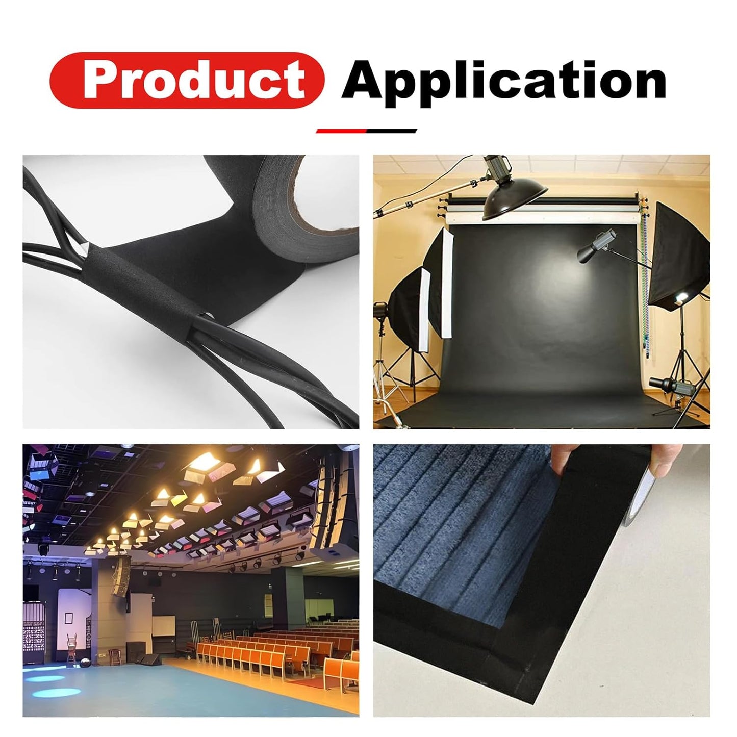 WELSTIK Non-Reflective Black Upgraded Version Gaffers Tape, 1.88 inch x 22 Yards, 2 Pack, Matte Surface, Easy Tear, Temporary Fixation, No Residue, Water Resistant