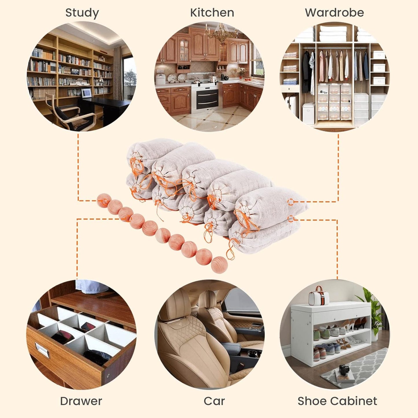 Homode Cedar Bags and Sachets - Aromatic Cedar Wood Blocks and Shavings for Clothes and Shoes Storage, Ideal for Closets and Drawers, 20 Pack