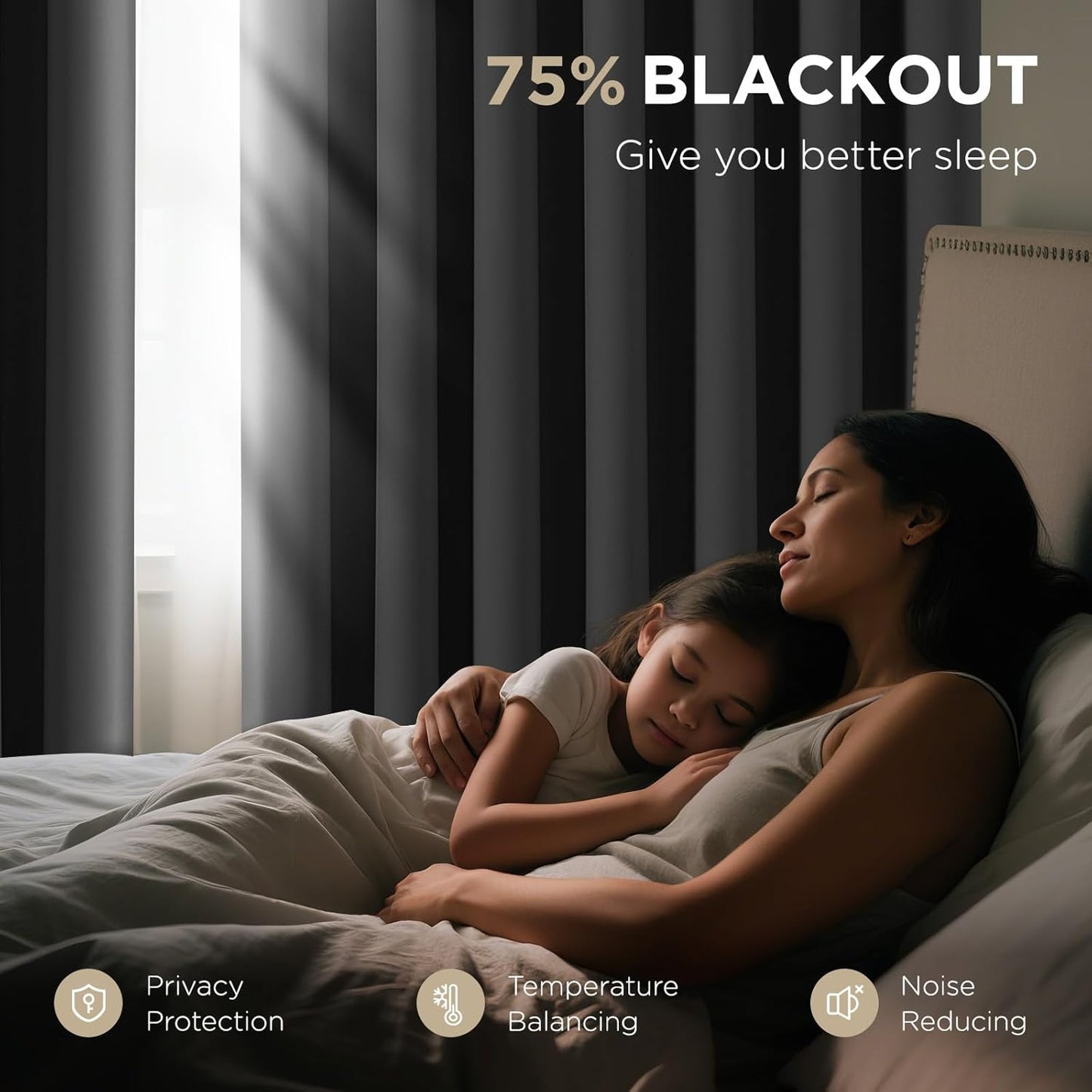 Joydeco Blackout Patio Sliding Door Curtains 108 Inches Long, Grommet Privacy Room Divider Curtains, Extra Wide Thermal Blackout Drapes for Bedroom Living Room (Grey, 70Wx108L, 1 Panel)