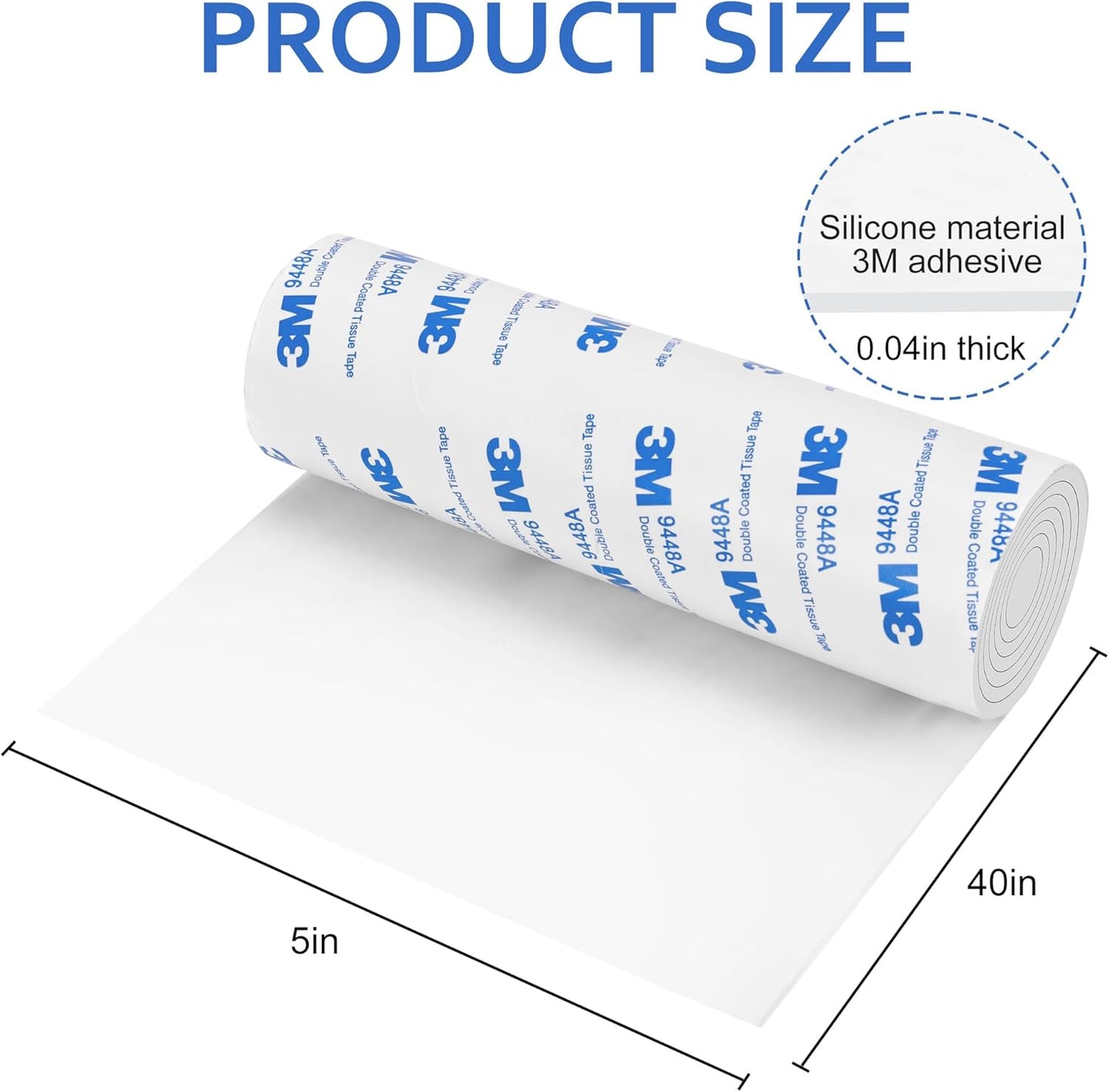 Silicone Furniture Pads, 5" x 40" Non Slip Furniture Pads Anti Skid Pads Non Slip Self Adhesive Cuttable Silicone Tape Strip Roll for Protecting Hardwood Floors Chair Wall Protector - White