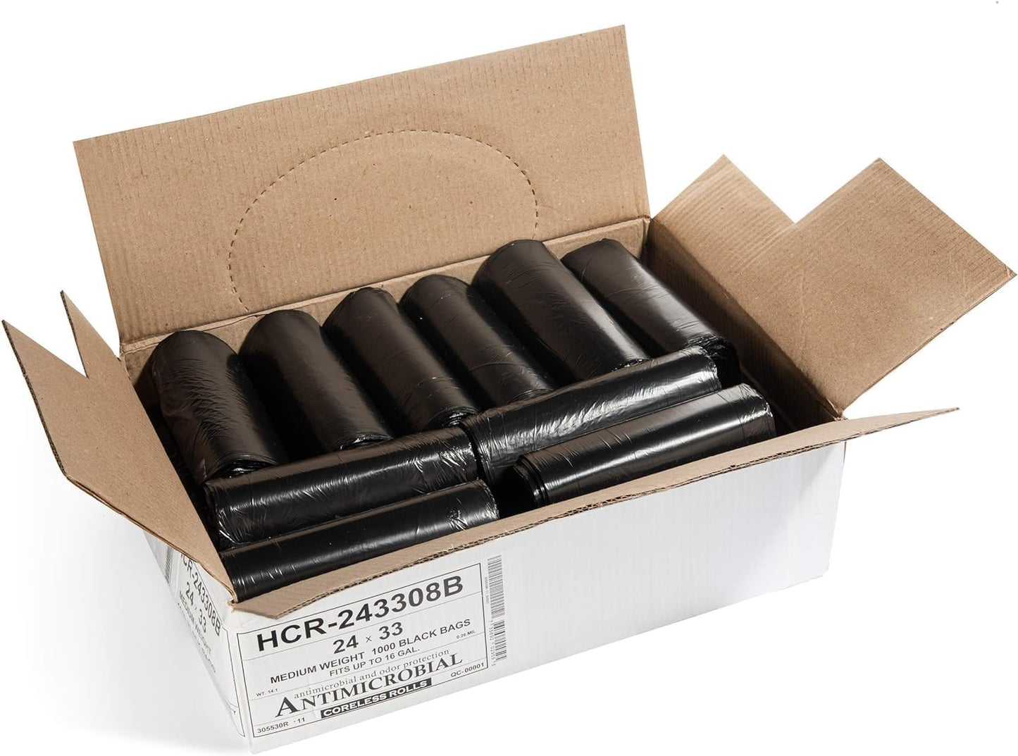 Aluf Plastics High Density Trash Bags, 16 Gallon, 1000 Count, 8 Micron (eq), 24" x 33", Black, for Bathroom, Office, Industrial, Commercial, Janitorial, Municipal, Recycling