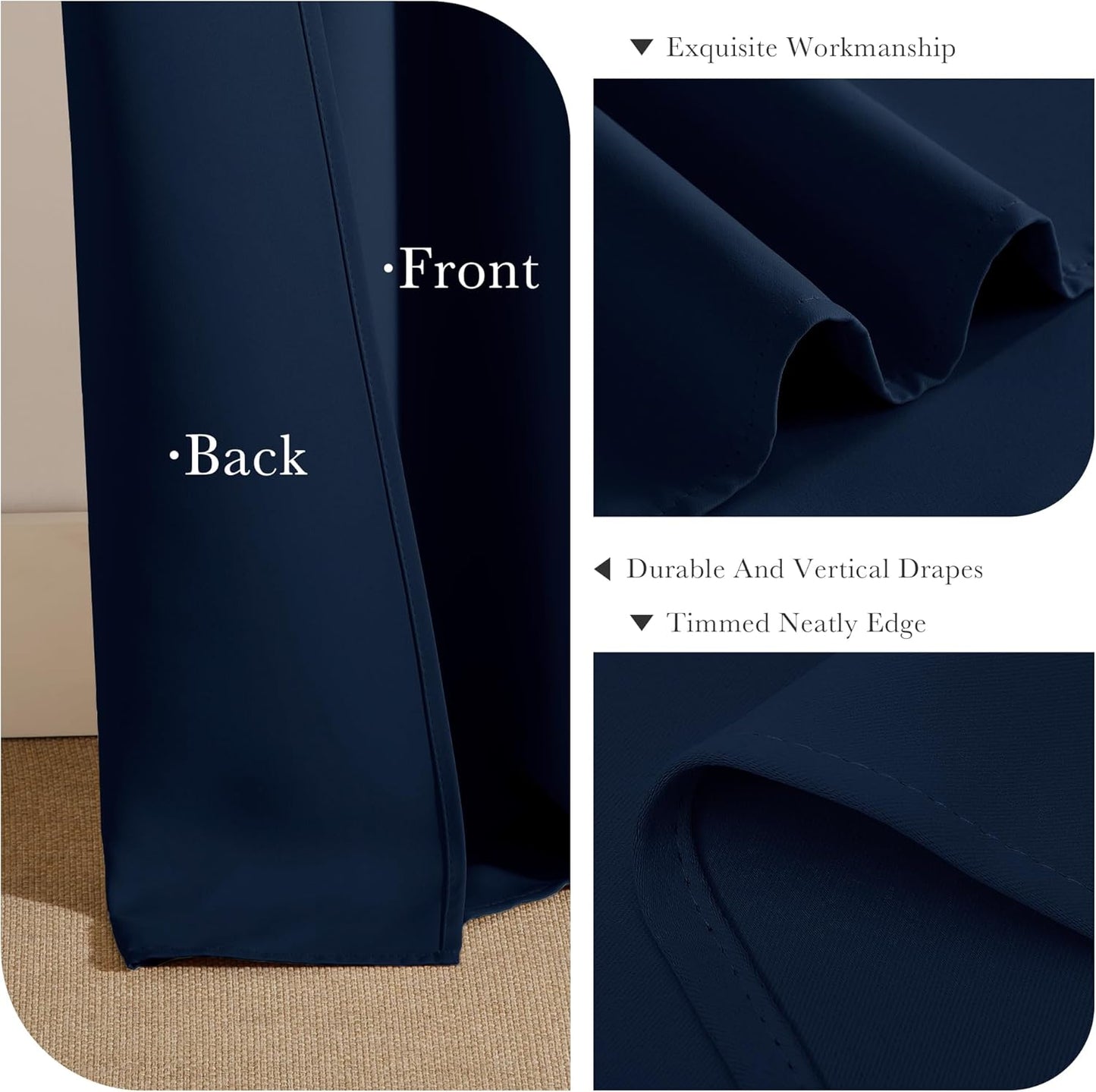PONY DANCE Door Curtains for Doorways Privacy - Home Decoration Window Covering for Closet/Hallway Light Block Noise Reducing for Living Room 55 x 80 inch, Navy Blue, 2 PCs