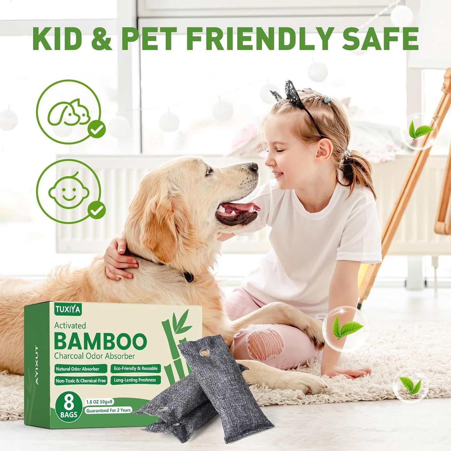 8Pack Activated Charcoal Odor Absorber, Odor Eliminator for Strong 0dor,Shoe Deodorizer,Bamboo Charcoal Air Purifying For in Car,Closet,Shoe, Basement(50g/1.77oz Each)