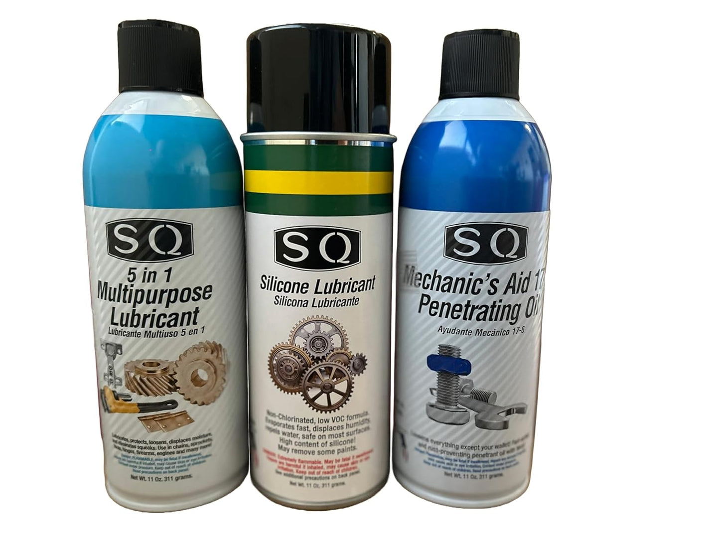 Sicamu SQ Lubricant Combo, 311g, 11fl oz, 5 in 1 Multipurpose, Penetrating Catalyst, Silicone Heavy Duty, Prevent Corrosion, Ideal for General Use, Indoors & Outdoors, Father's Day