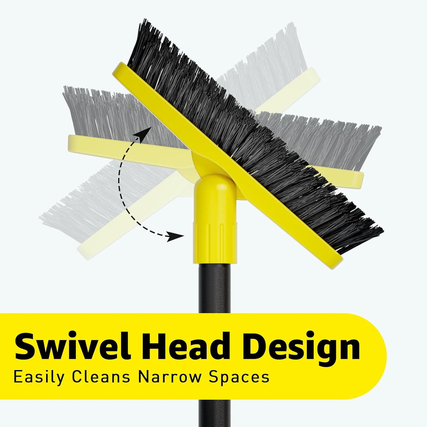 Grout Brush with Long Handle, Rotation Tile Grout Cleaning Tool, Wall Cleaner Mop, Baseboard Scrubber with 1 Chenille Duster for Painted Walls, Floor and Corners, V-Shape Shower Scrubber Cleaner -59in