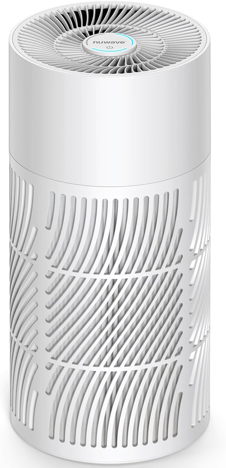 Nuwave Oxypure Air Purifiers 3XL H13 HEPA Filter for Home Bedroom, 17dB, 360° Air Intake, Removal to 0.1 Micron Smoke Dust Pollen Pet Hair Odor, Air Quality Sensor, Energy Star