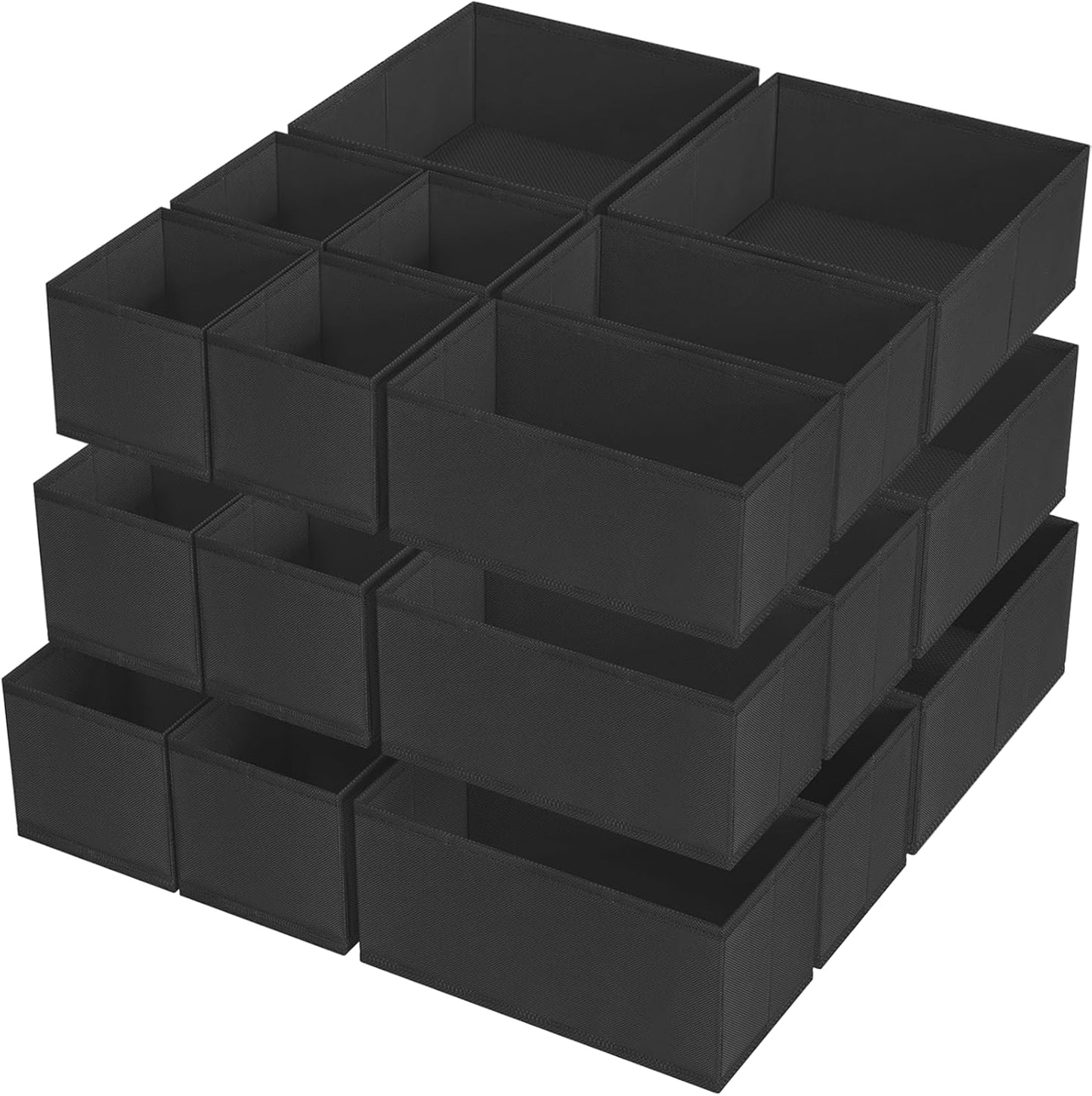 Criusia Drawer Organizer Clothes, 24 Pack Underwear Drawer Organizers, Foldable Closet Organizers and Storage Dresser Drawer Dividers Clothing Organizer for Clothes, Socks, Scarves, Bra, Ties (Black)