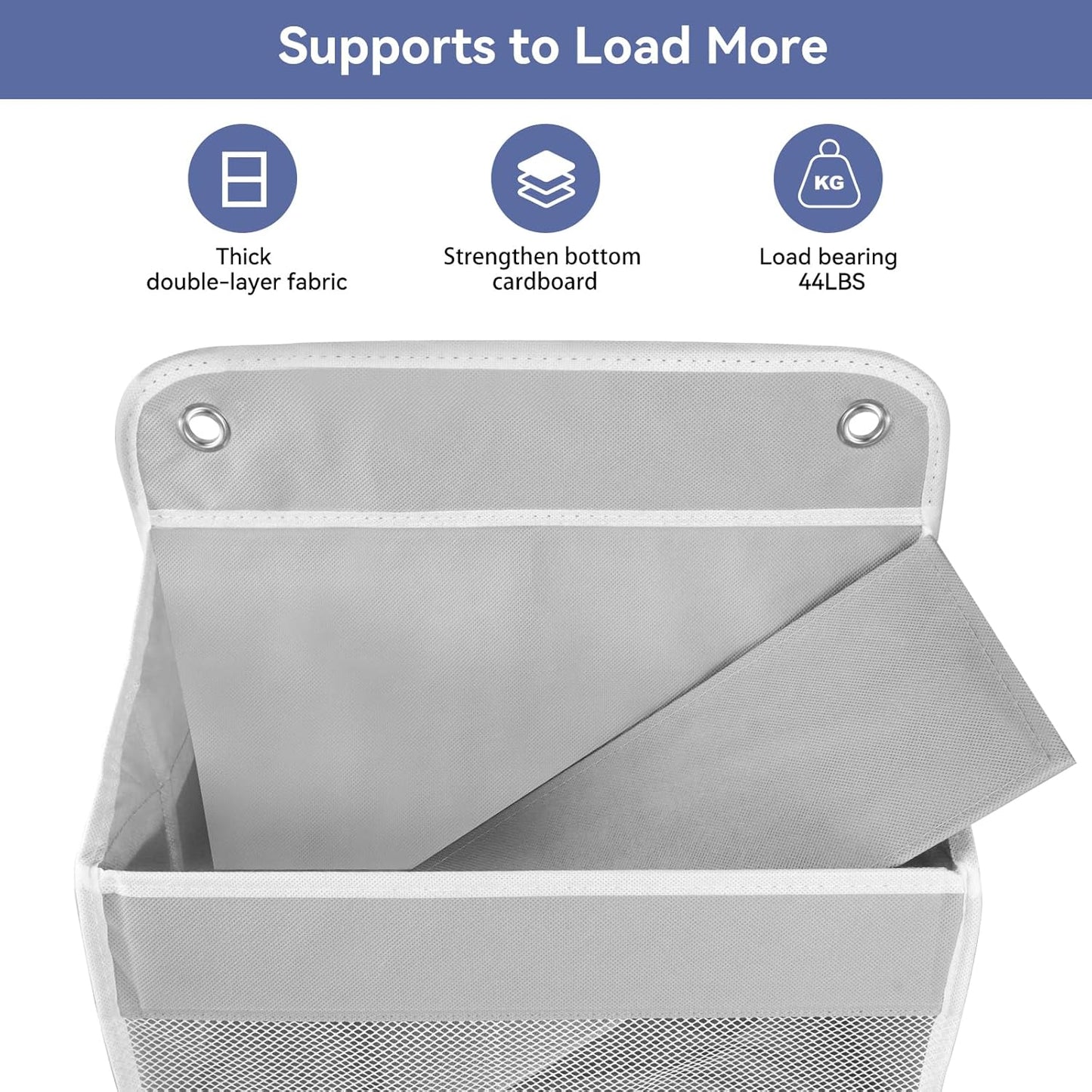 QINGUANG Over The Door Organizer,Hanging Organization And Storage, Behind Door Organizer with Side Pockets, 44 lbs Capacity,Anti Tilt, for Nursery, Bathroom, Bedroom,Dorm (5-Shelf)