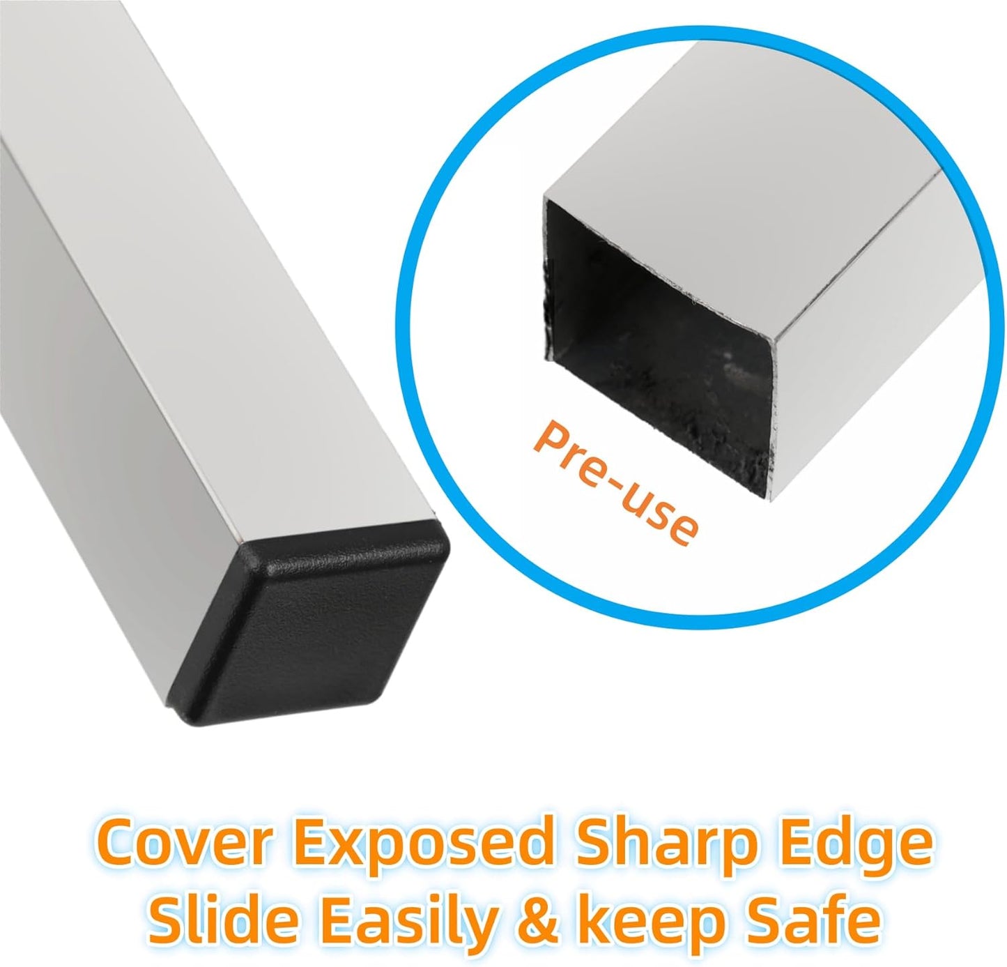 Furnigear Plastic Plugs Tubing End Cap Chair End Caps Outside Bottom Tubing Caps Square Furniture Sliders Glides Black (24, Fit 1.04-1.09" Square Tube Inner Size)