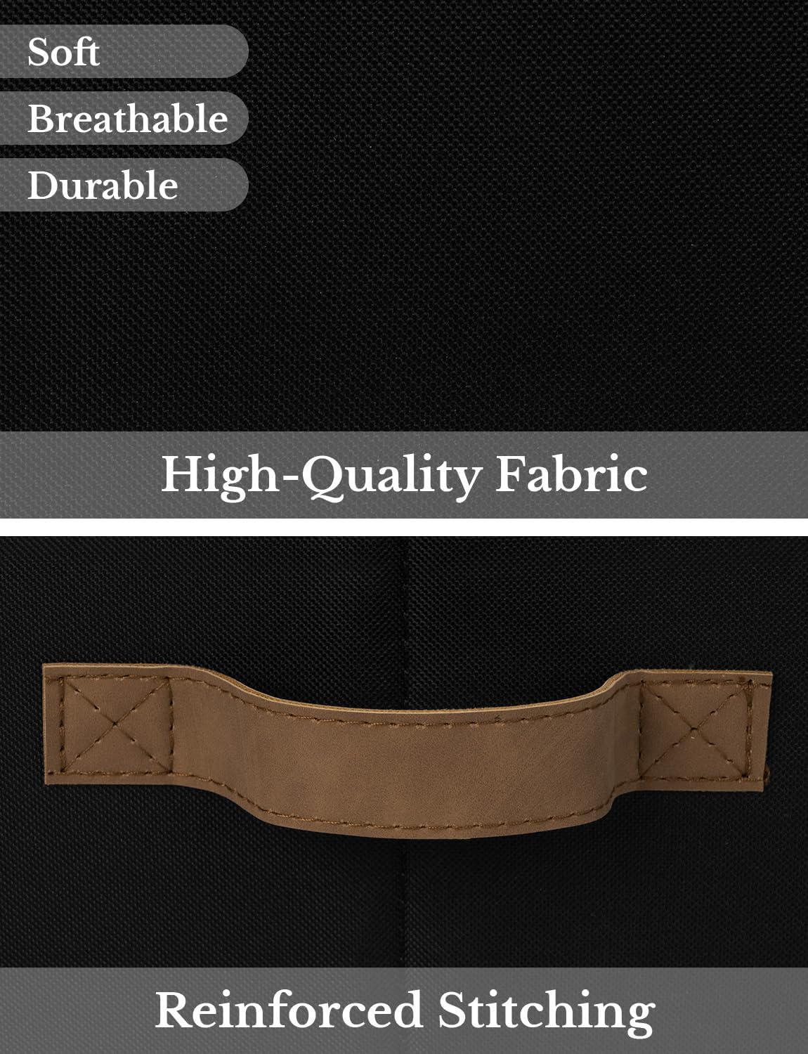 StorageWorks Closet Storage Bins, Trapezoid Organizer Box for Shelves, Fabric Clothes Bin, Foldable Organizing Baskets with Handles, Large, Black, 3-Pack