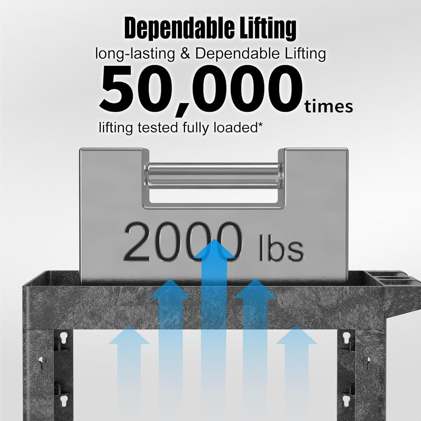 Large Garage Plastic Utility Cart, Heavy Duty 2 Shelf Tool Cart Service Cart Rolling Push Carts with Ergonomic Handle 5" Swivel Casters.