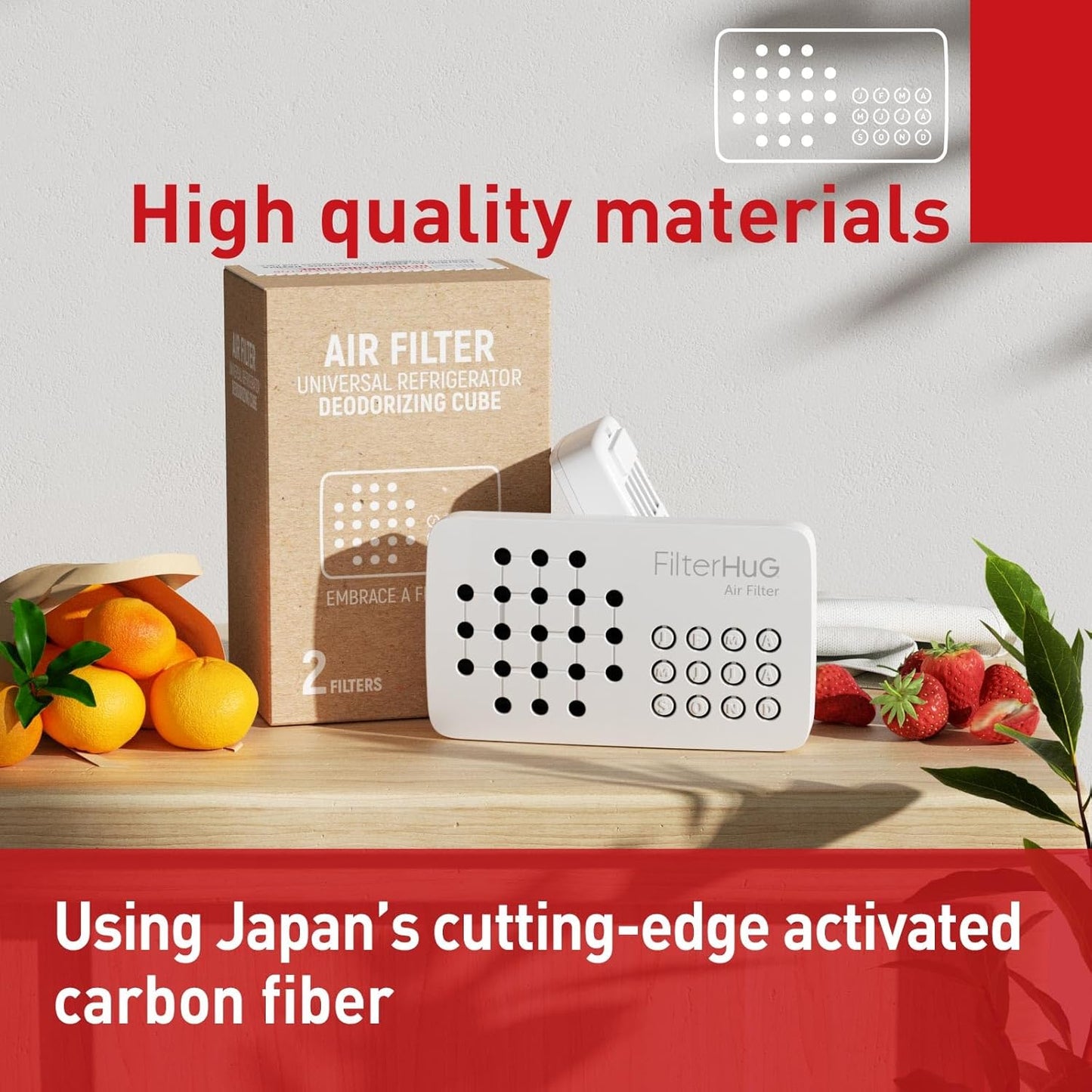 2Pack Premium Fridge Deodorizer & Odor Eliminator with Special Activated Carbon Fiber, Keeps Fridge, Freezer, and Other Spaces Fresh for Up to 6 Month, Universal Air Fiter by FILTERHUG®