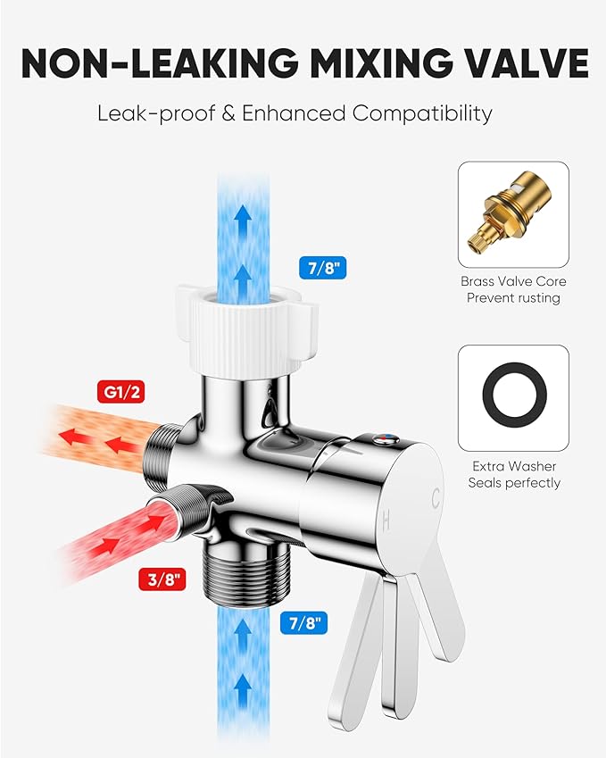 Arofa Hot and Cold Handheld Bidet Sprayer for Toilet, Warm Water Bidet with Adjustable Pressure, Non-Electric Temperature Control for Feminine Wash