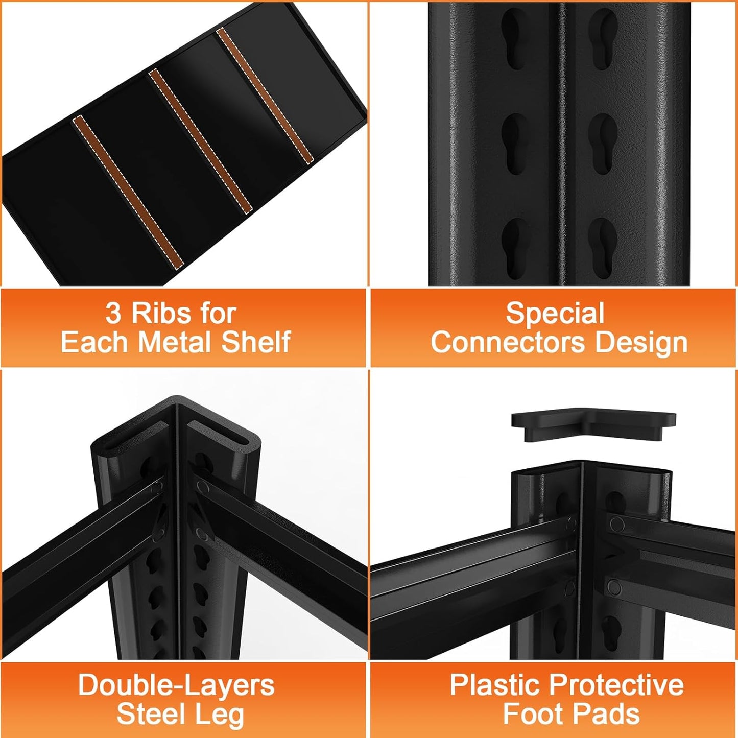 84“H Garage Shelving Heavy Duty Storage Shelves 3000 LBS Adjustable 5 Tier Metal Shelving Uints and Storage for Garage, Warehouse, Commercial, 48" W x 24" D x 84" H, 4 Packs