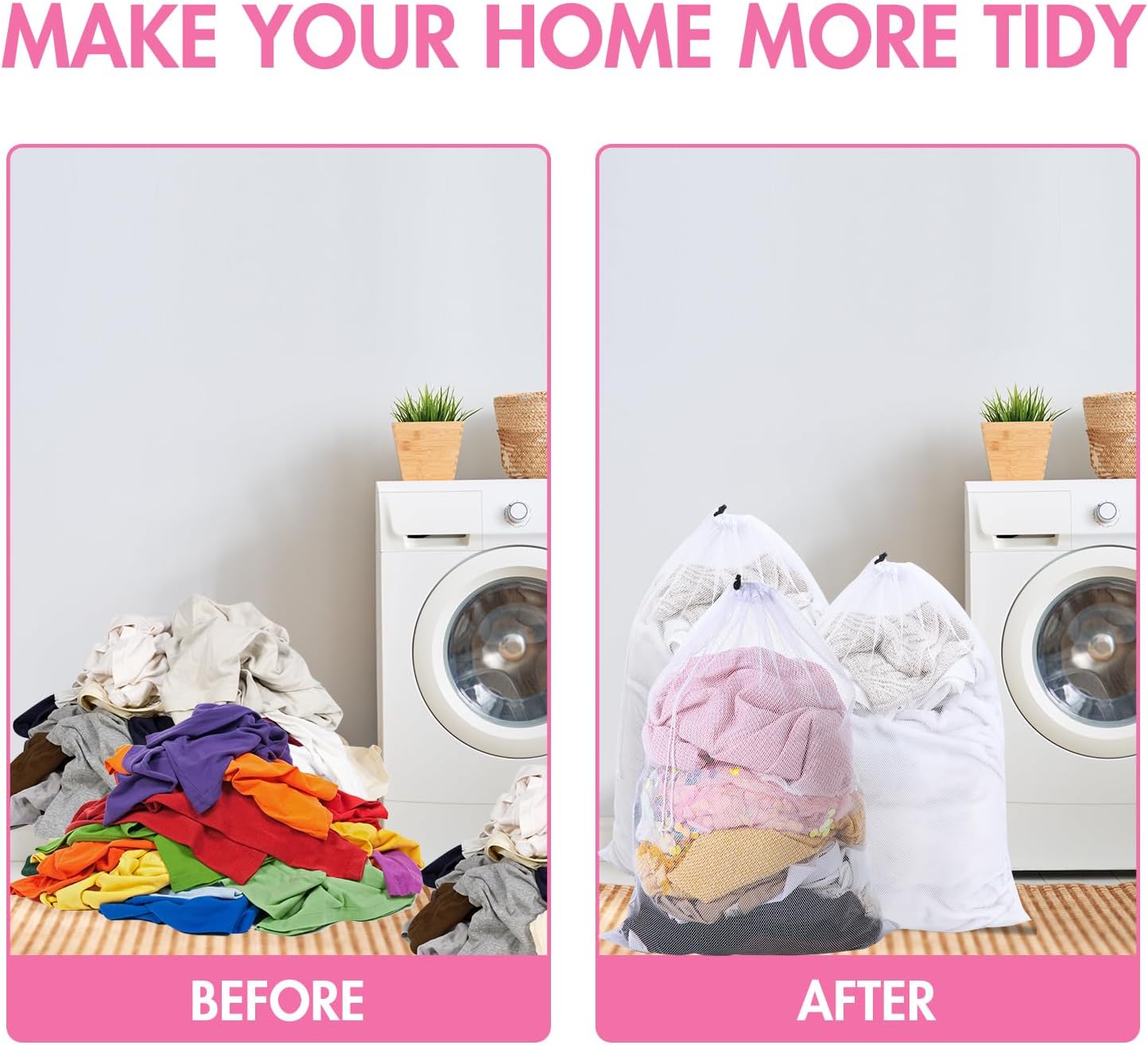 Berlune 30 Pack 24 x 36 Inches Large Mesh Bags for Laundry, Wash bags, Sturdy Mesh Material Closed with Drawstring, Factory, University, Dormitory, Travel and Apartment Dweller (White)