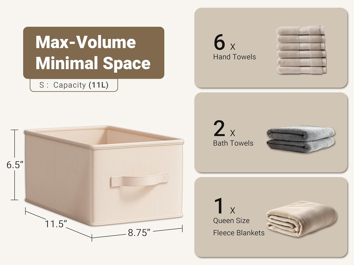 Storage Bins, Fabric Satin Storage Baskets for Shelves, 11.5" L*8.75" W*6.5" H Collapsible Storage Bins with Handles for clothes, Closet Baskets and Bins with Handles, Blush Pink, 3-Pack