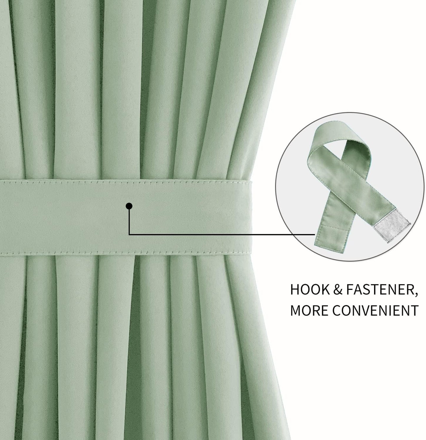 DWCN French Door Curtains – Rod Pocket Thermal Blackout Curtain for Doors with Glass Window, Kitchen and Patio Doors for Privacy, 36 X 72 Inches Long, 1 Curtain Panel with Tieback,Bean Green