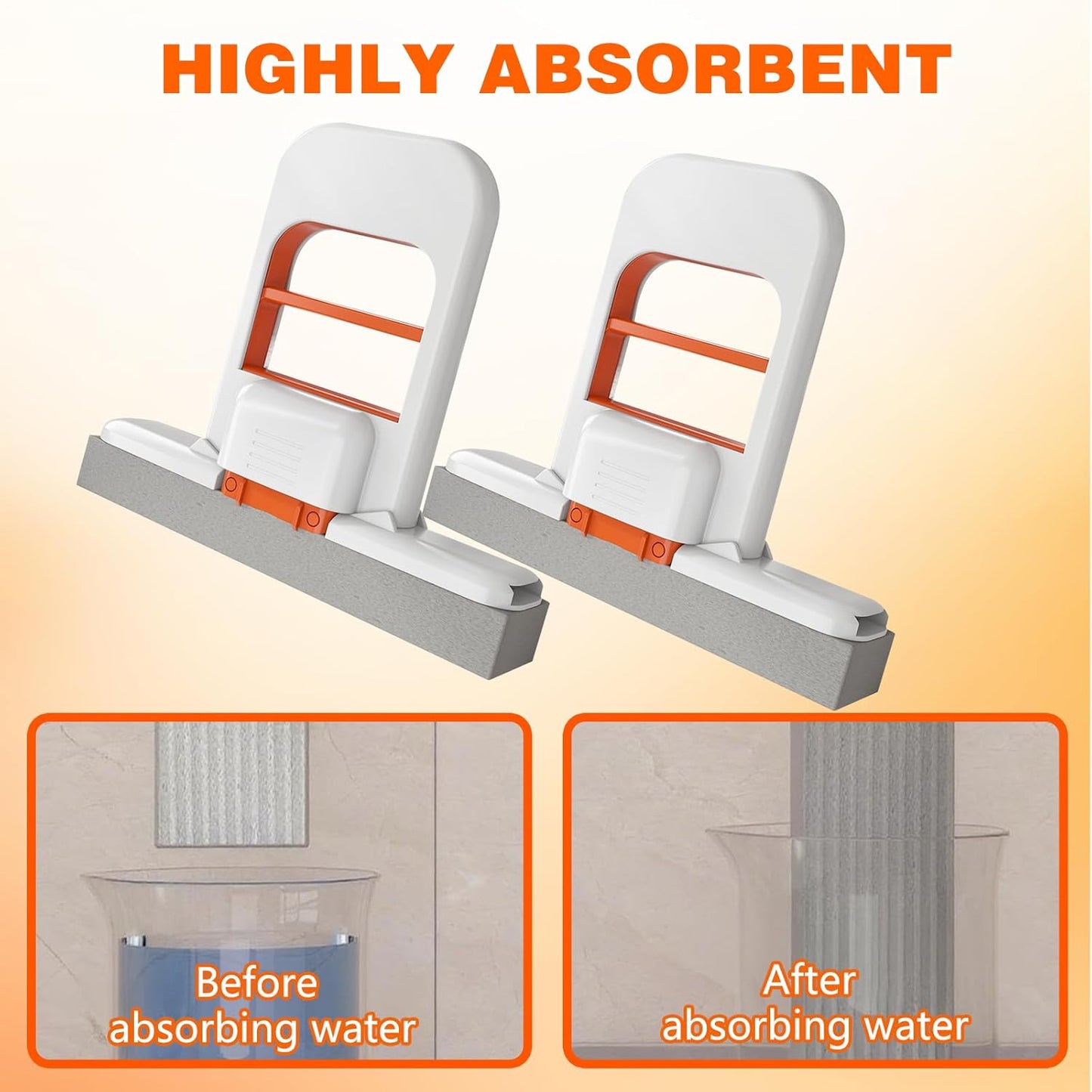 2Pcs Mini Foldable Desktop Mop,Self Squeezing Sponge Mop,Portable Versatile Mop Wet and Dry Use for Small Spaces, Bathroom, Kitchen,Desktop,Glass