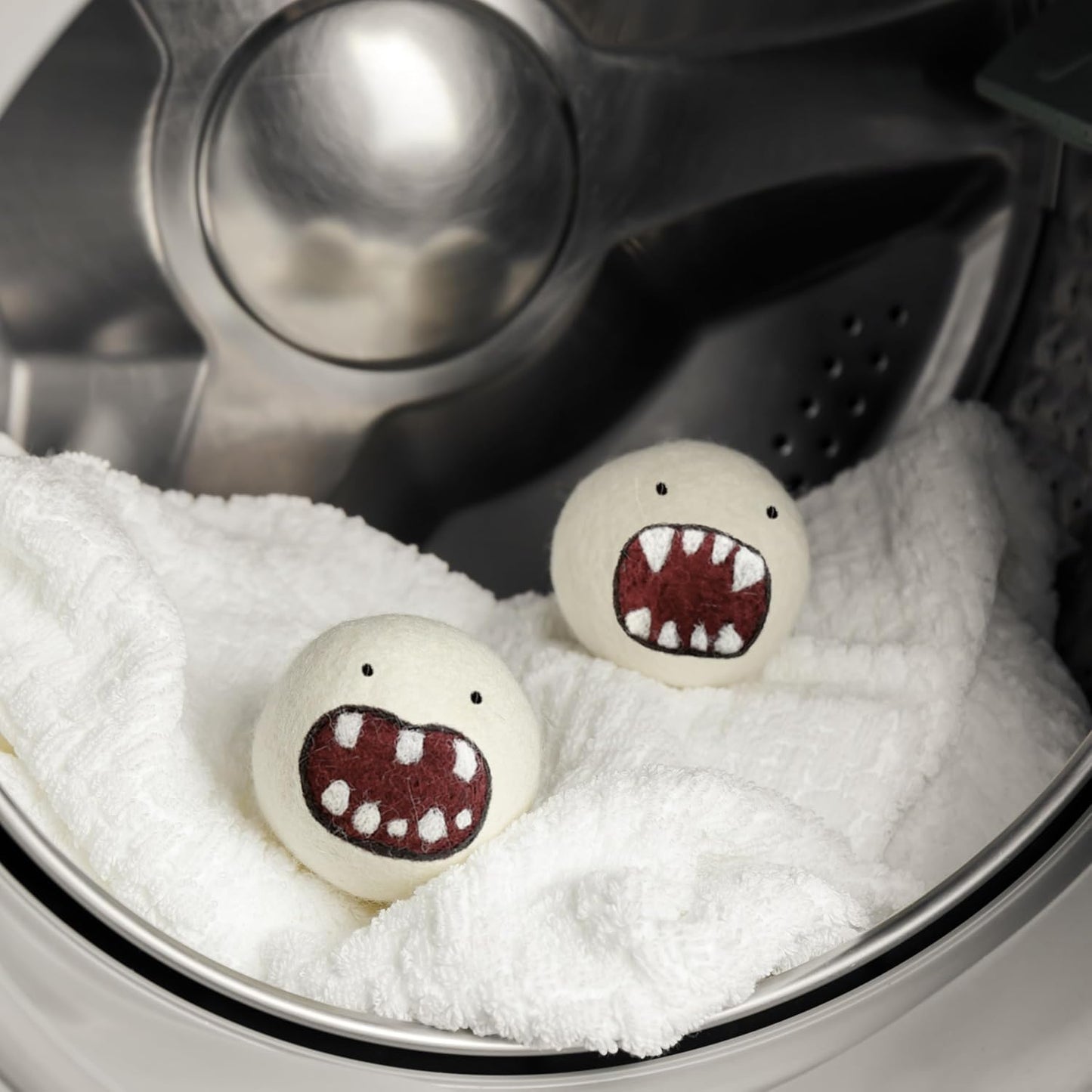 Woolbuddy Dryer Balls, 6-Pack Reusable Wool Laundry Accessories, Monster Design for Pet Hair Removal, Home Essentials, Cute and Efficient Drying Solution