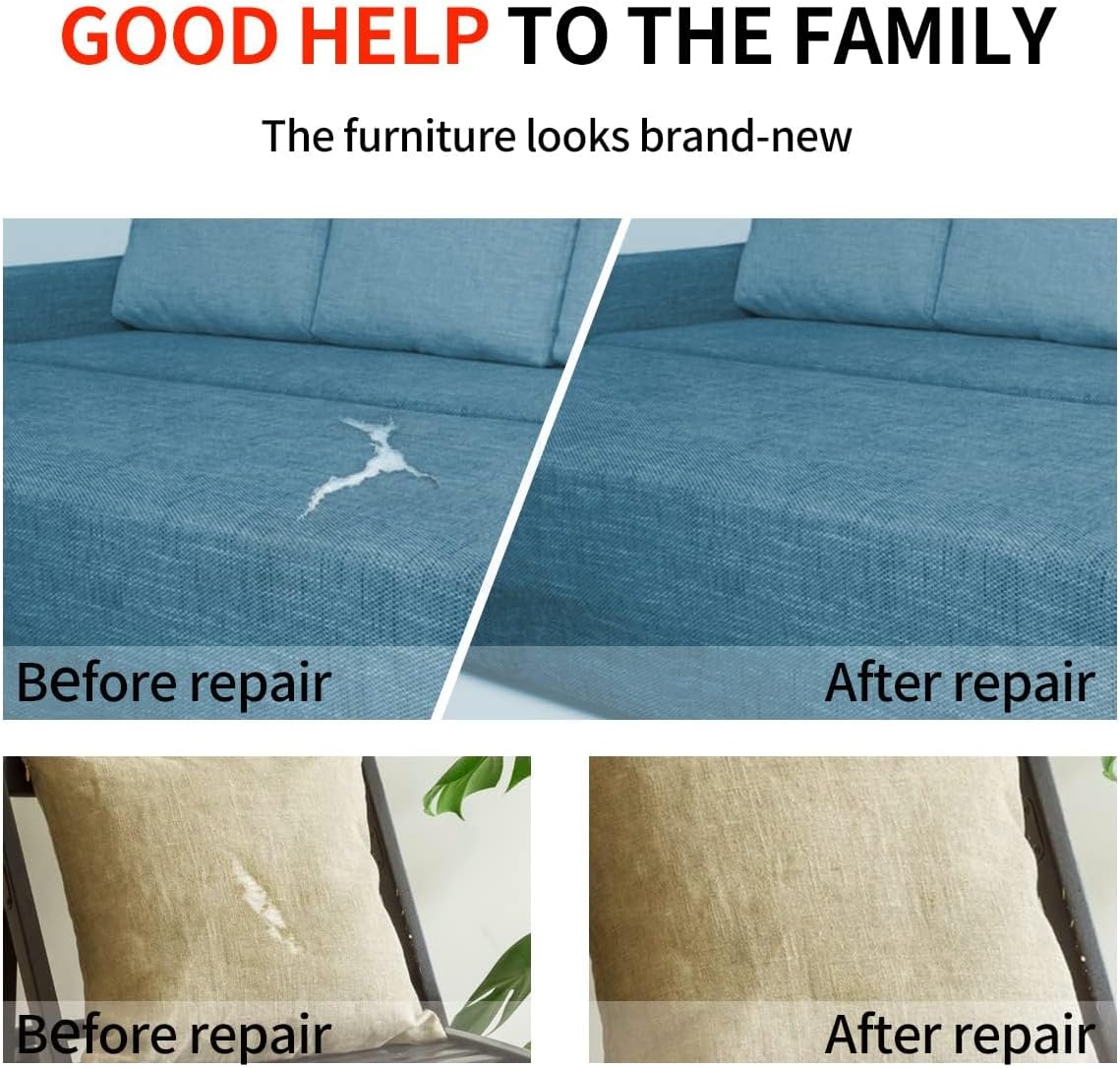 Fabric Repair Patches, Linen Repair Tape Self-Adhesive Fabric Patches Durable, DIY Large Linen Tape for Sofa, Couches, Furniture, Chair, Clothing （3.5X79 Inch, Dark Grey）