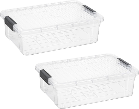 Superio Clear Storage Boxes with Lids, 16 Quart Plastic Container Bins for Organizing, Stackable Crates, BPA Free, Non Toxic, Odor Free, Organizers for Home, Office, School, and Dorm