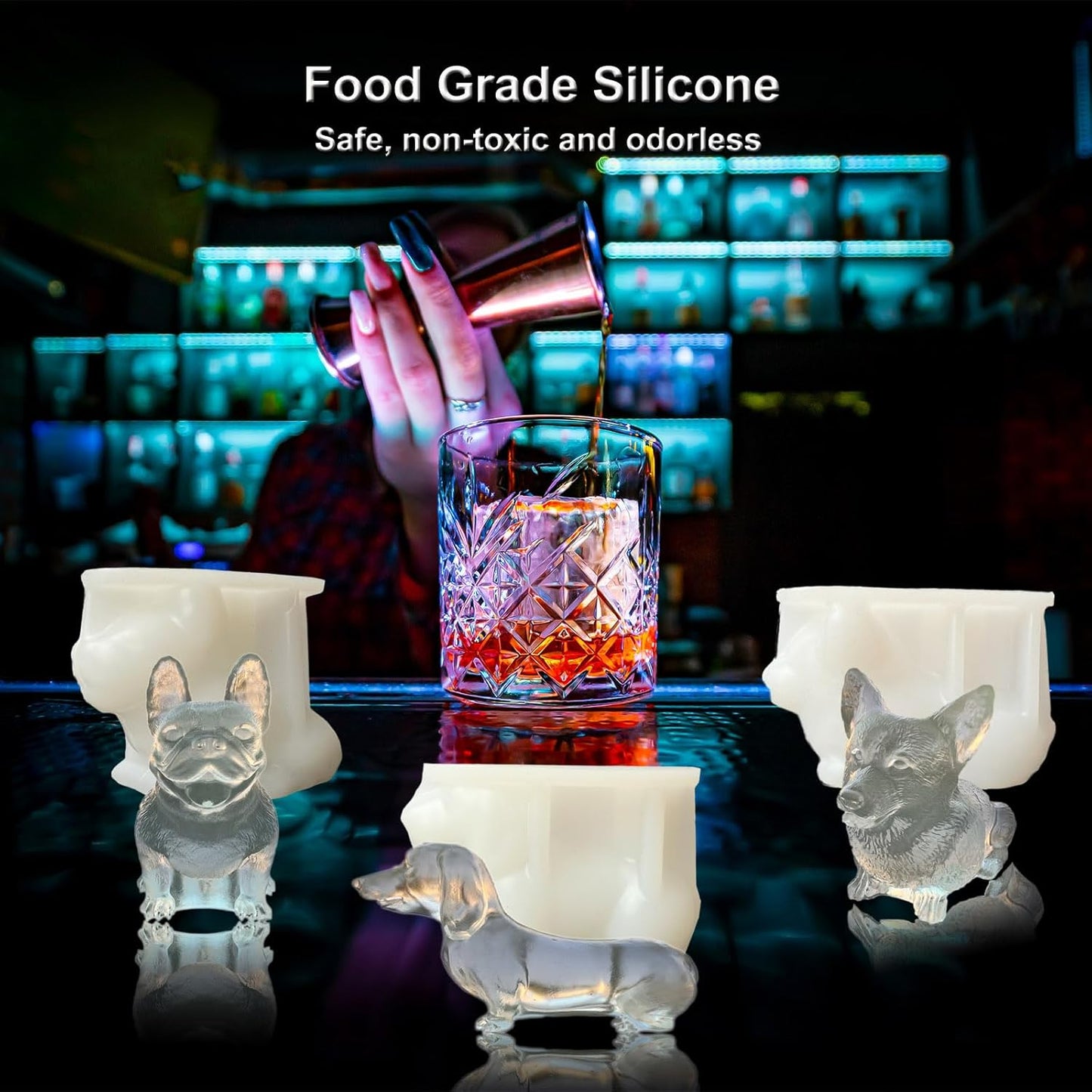 3D Corgi Dog Ice Cube Tray Molds Silicone for Whiskey, Cocktail, Drink; Fun Animal Shape, Corgi Dog Christmas Gifts for Corgi Puppy Lover, Women, Kids; 2 Pack