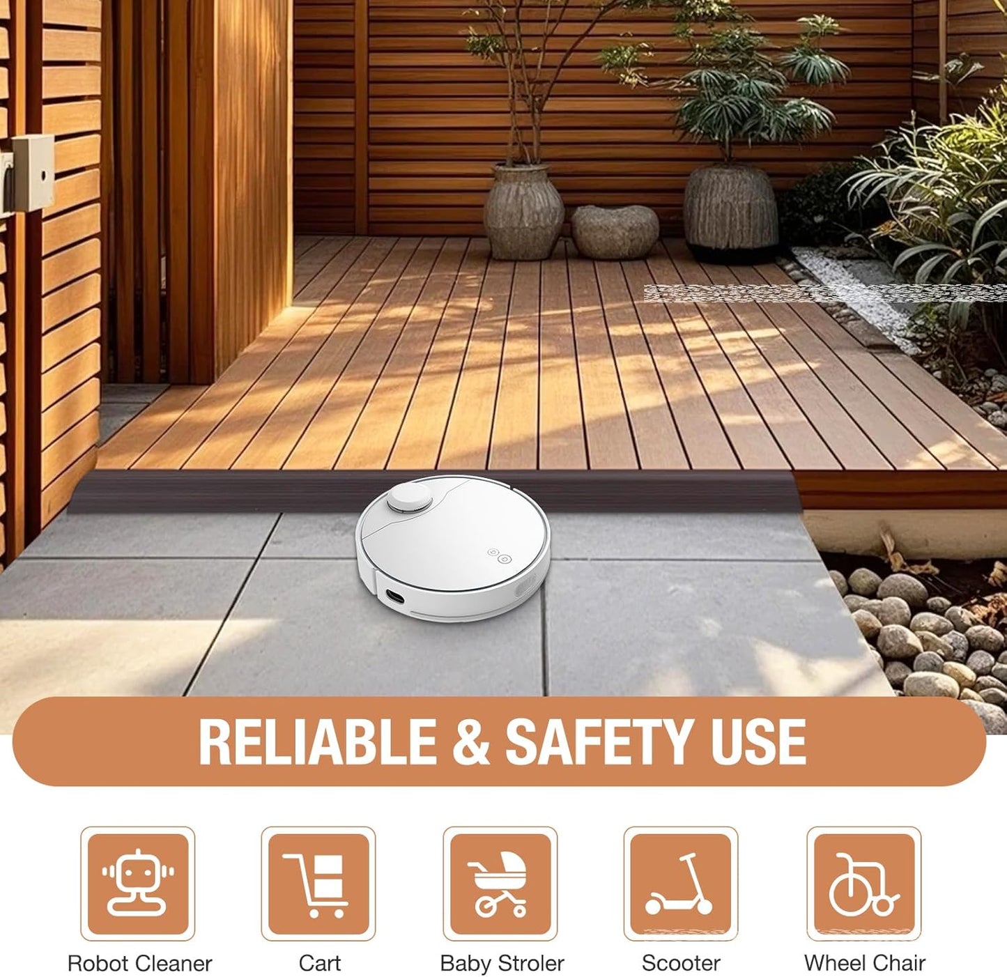 Floor Transition Strip Self Adhesive Vinyl Door Threshold for Doorways Carpet Edging Trim Overlap Edge Reducer for Laminate Floor, Carpet, Tile (Dark Walnut Grain, 3/5" to 4/5", 6.6Ft)