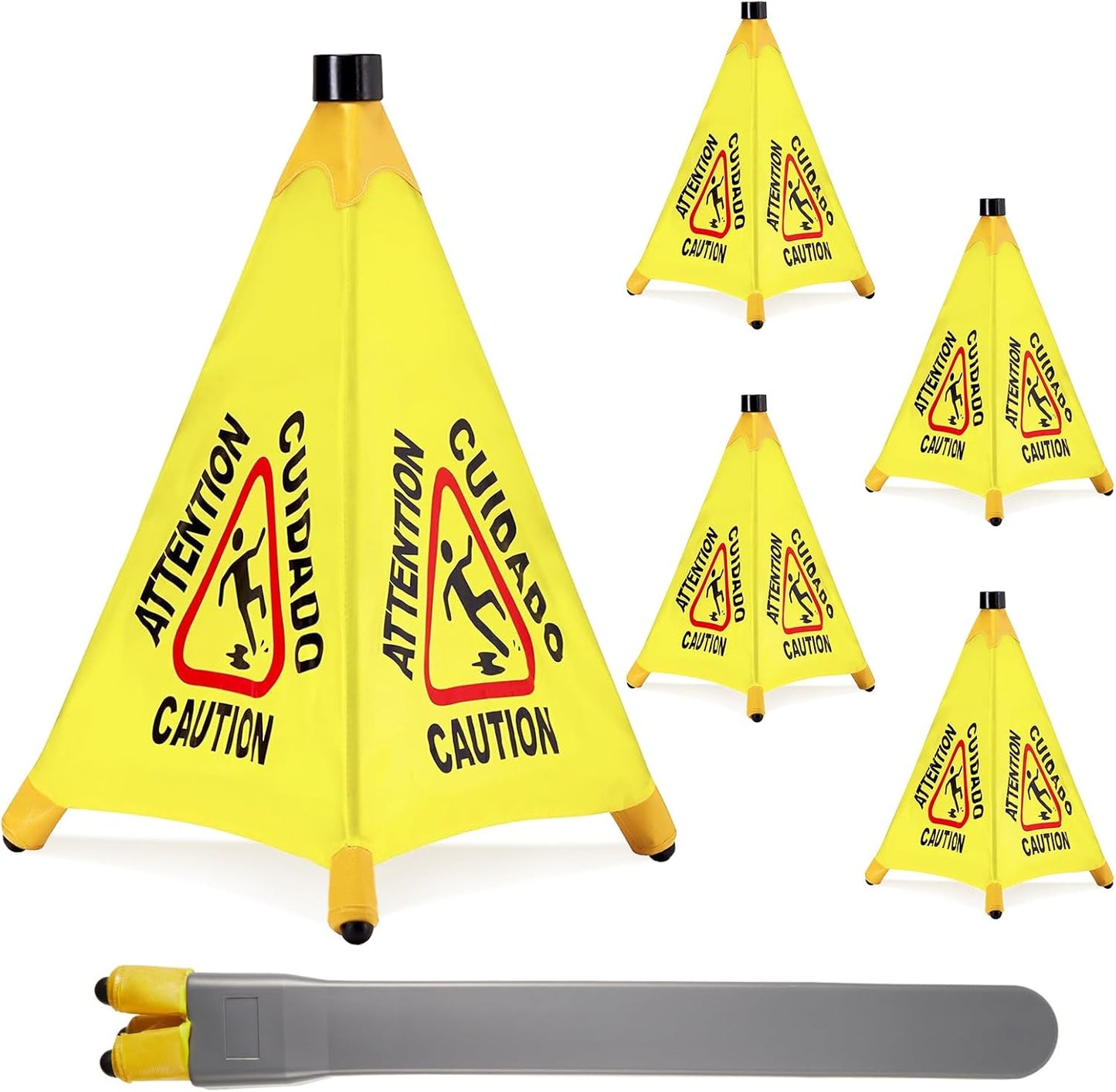 4 Pcs Pop up Wet Floor Sign with Storage Tube 20 Inch Wet Safety Signs Commercial Caution Safety Cone Pop up Caution Sign for Commercial Stores Grocery Restaurant Restroom Office Use