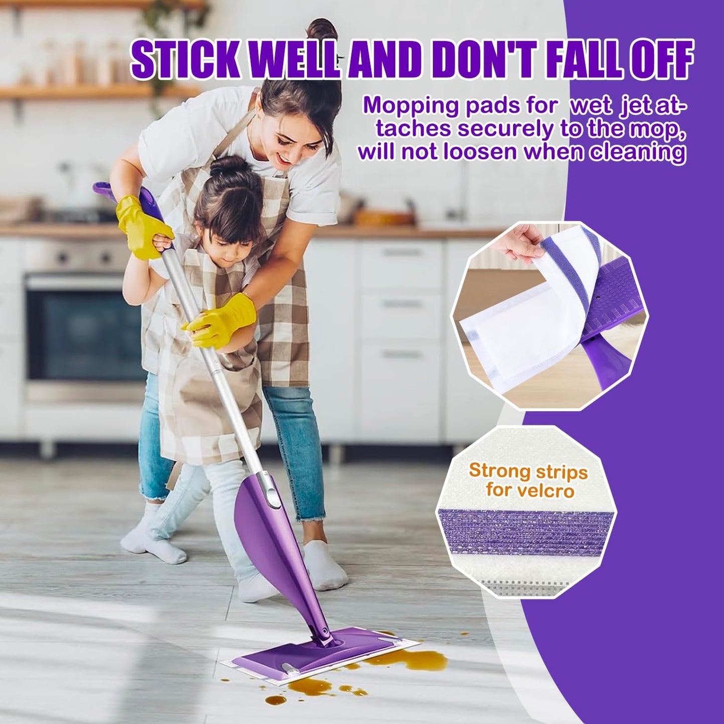 20 Count Mop Pad Refills for Wet Jet Mop, Wet Jet Pads for All Floor Types, Wet Jet Refill for Wet Pads Refill, 4 Layers Thickened Durable and Super Absorbent